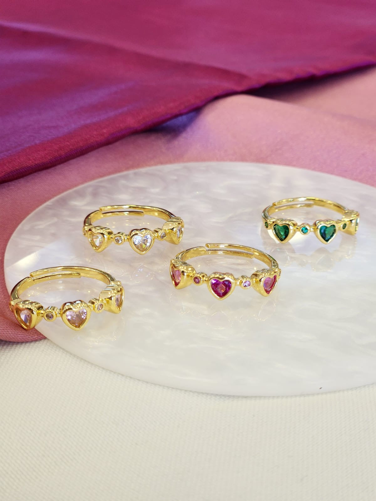Anillo triple corazon zirconia #123