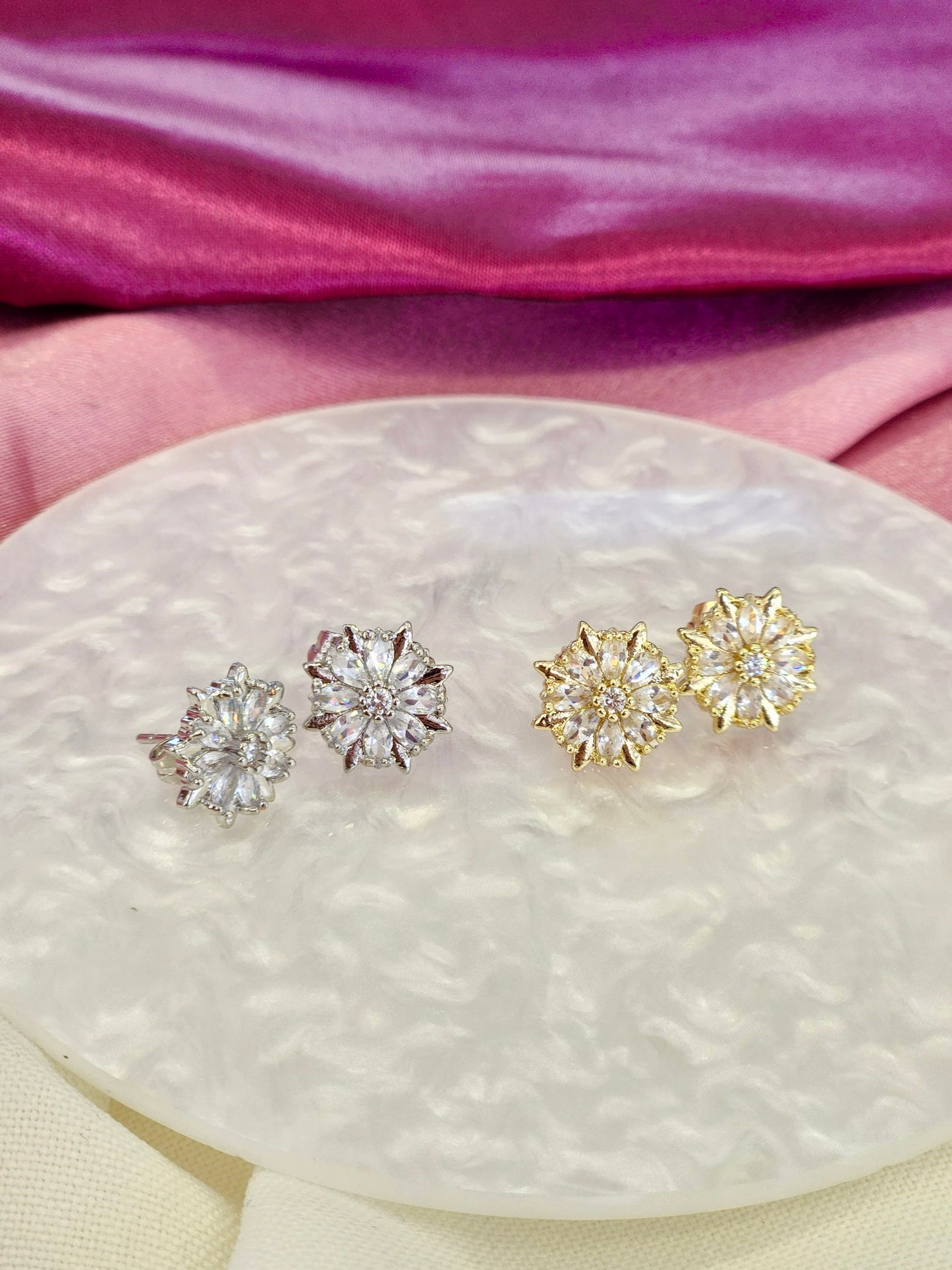 Aretes flor zirconia #K16.2