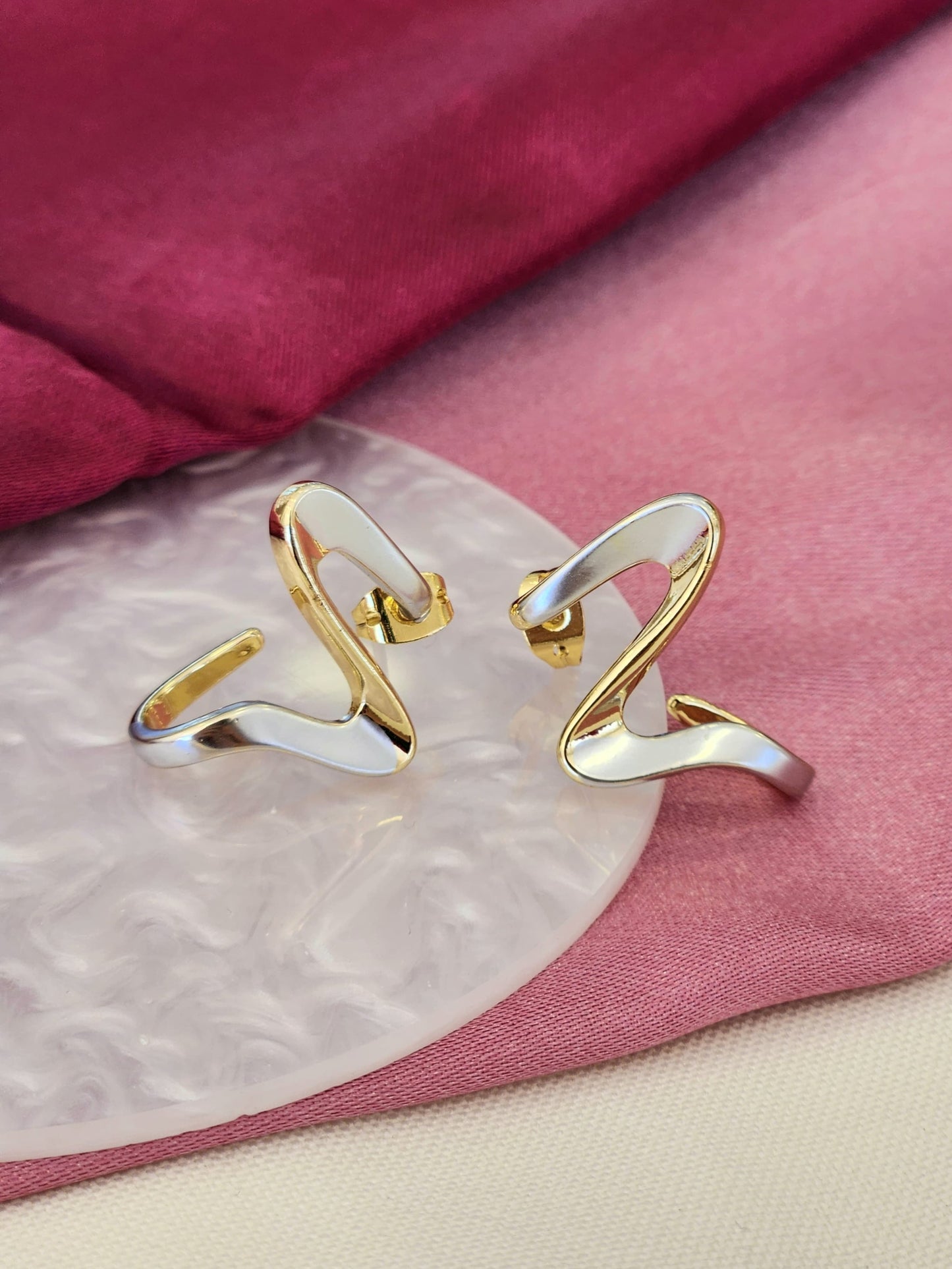 Aretes bicolor onda puntiaguda #C123.2