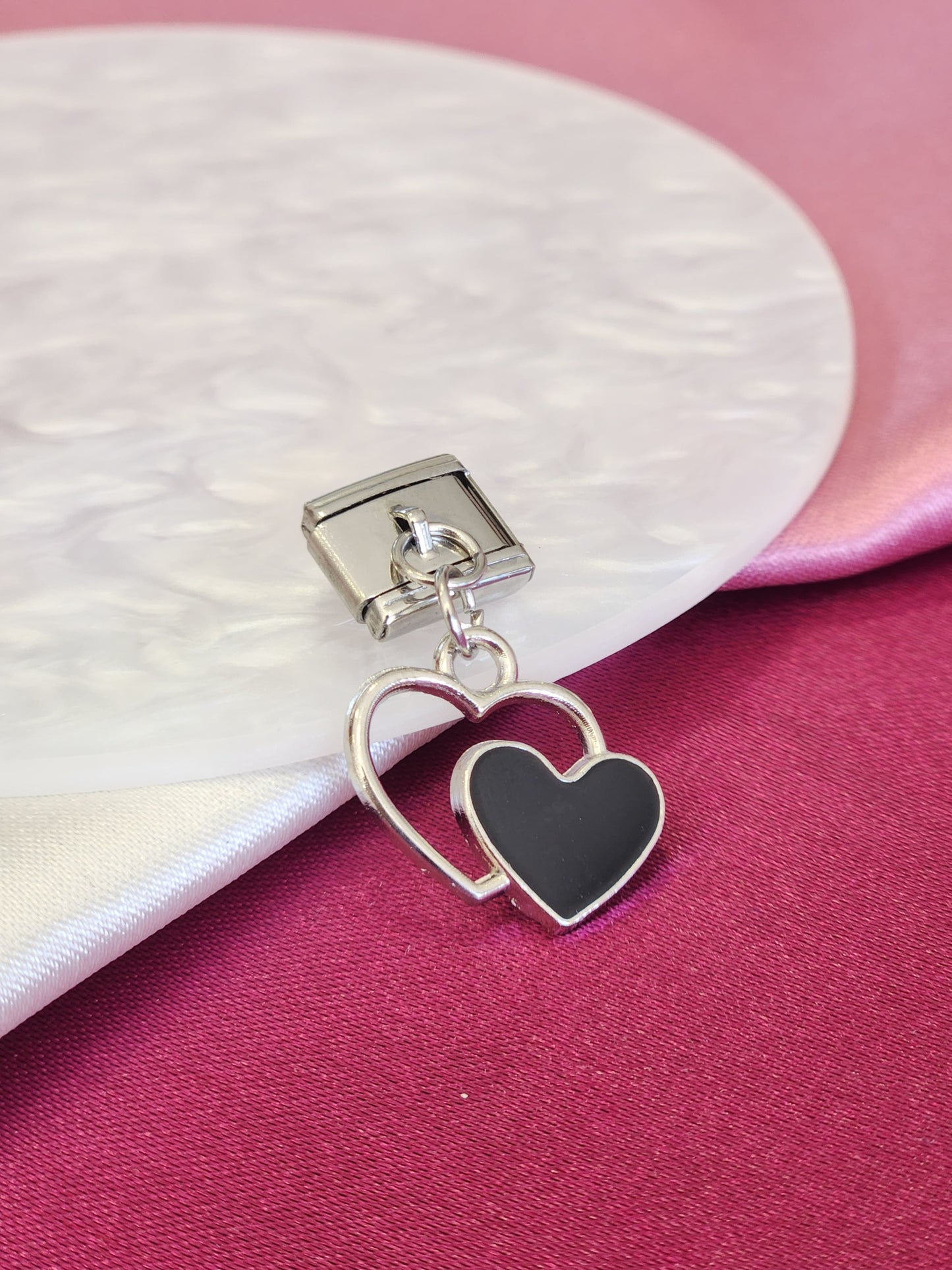 Charm doble corazon negro #14