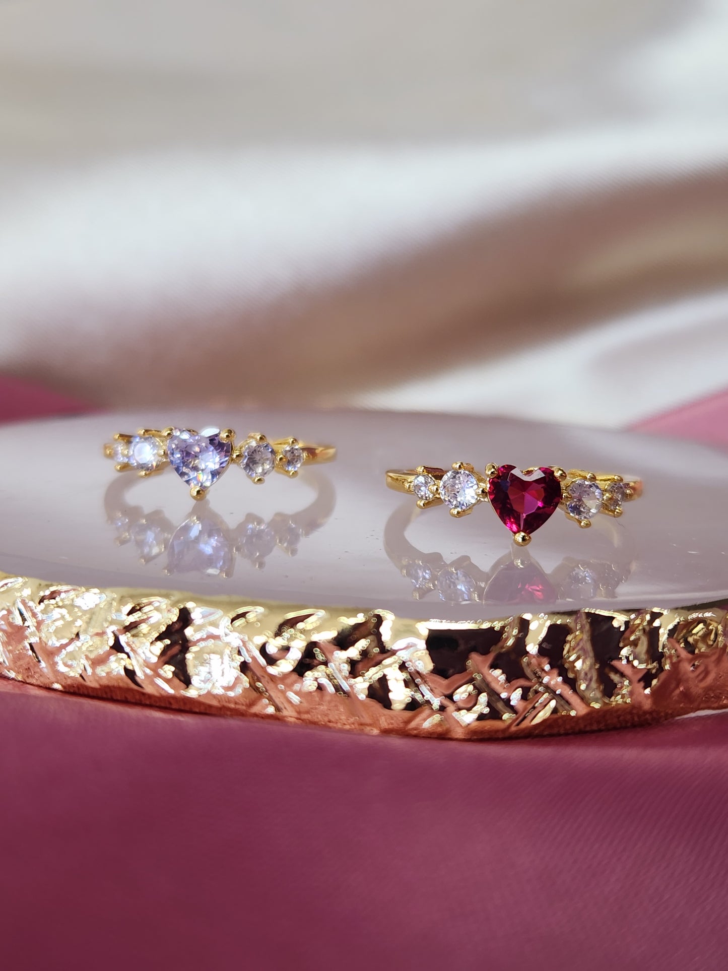 Anillo corazon puntos zirconia #33A