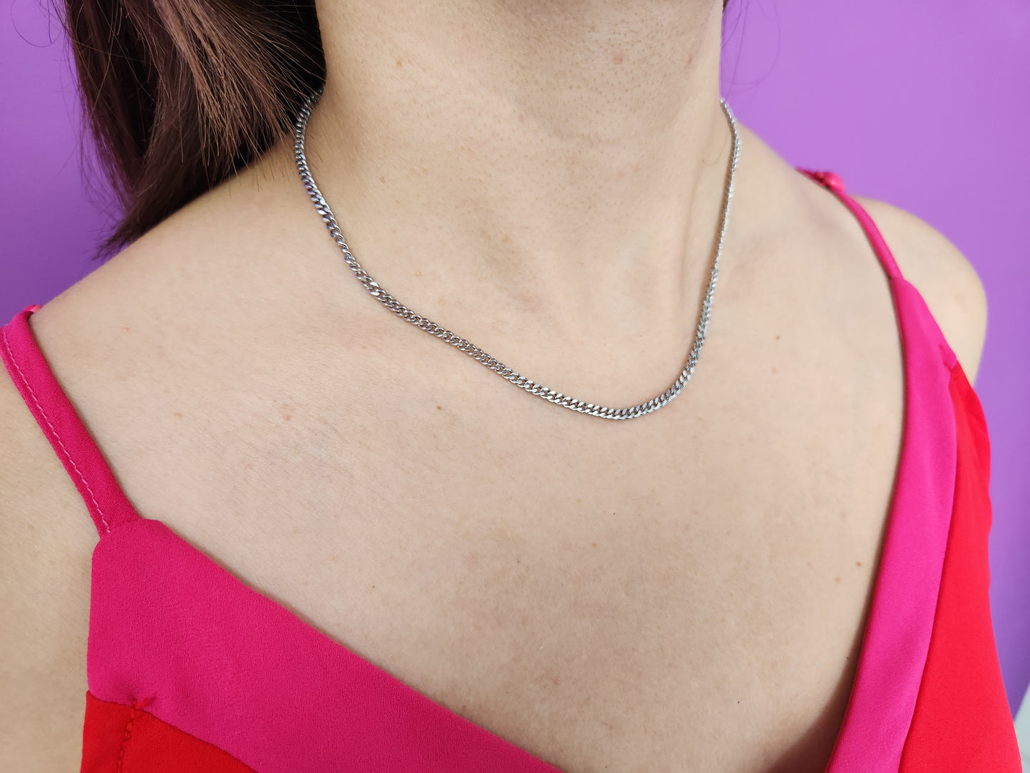 Choker eslabones mini plateados #M8