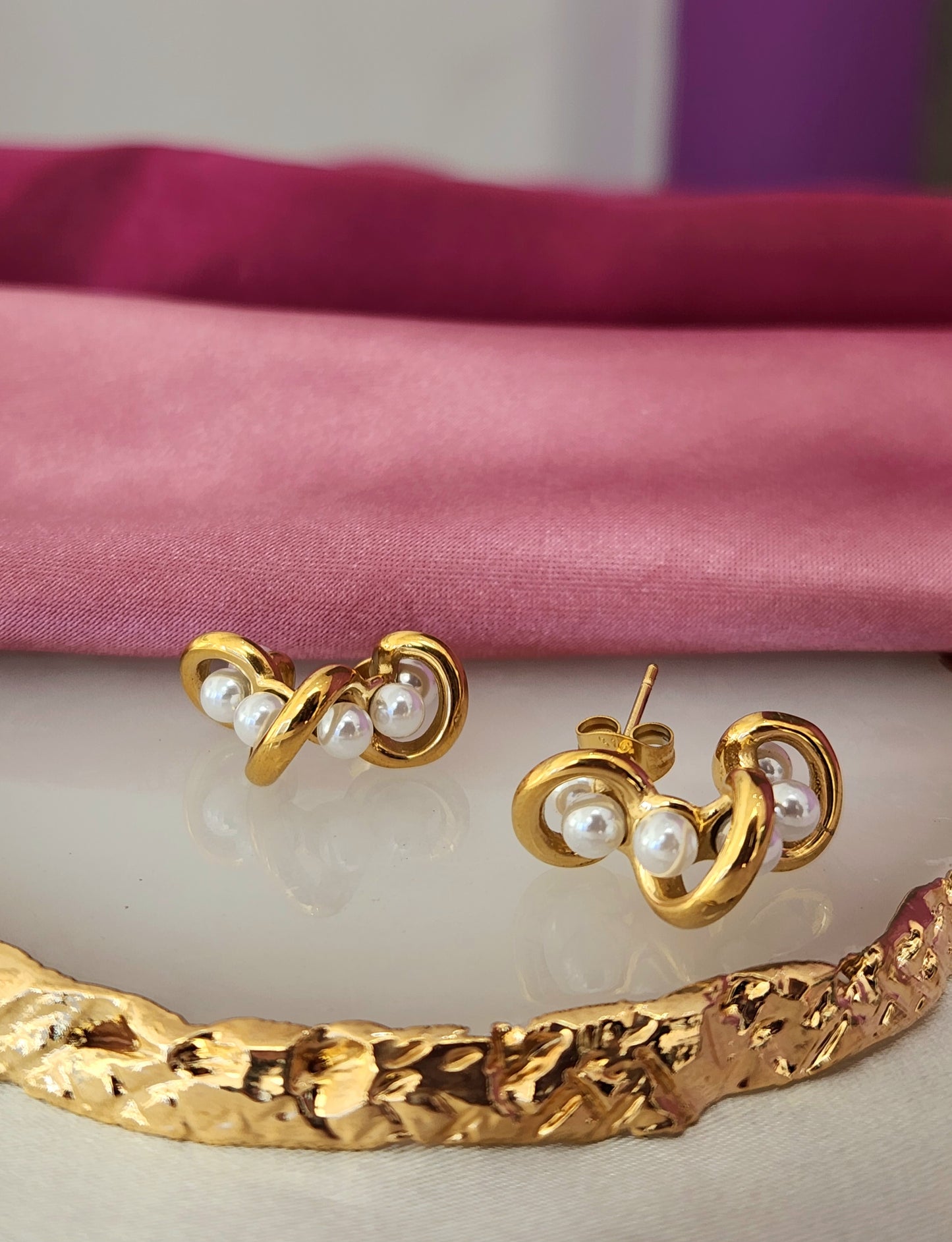 Aretes perlas enredadera #00
