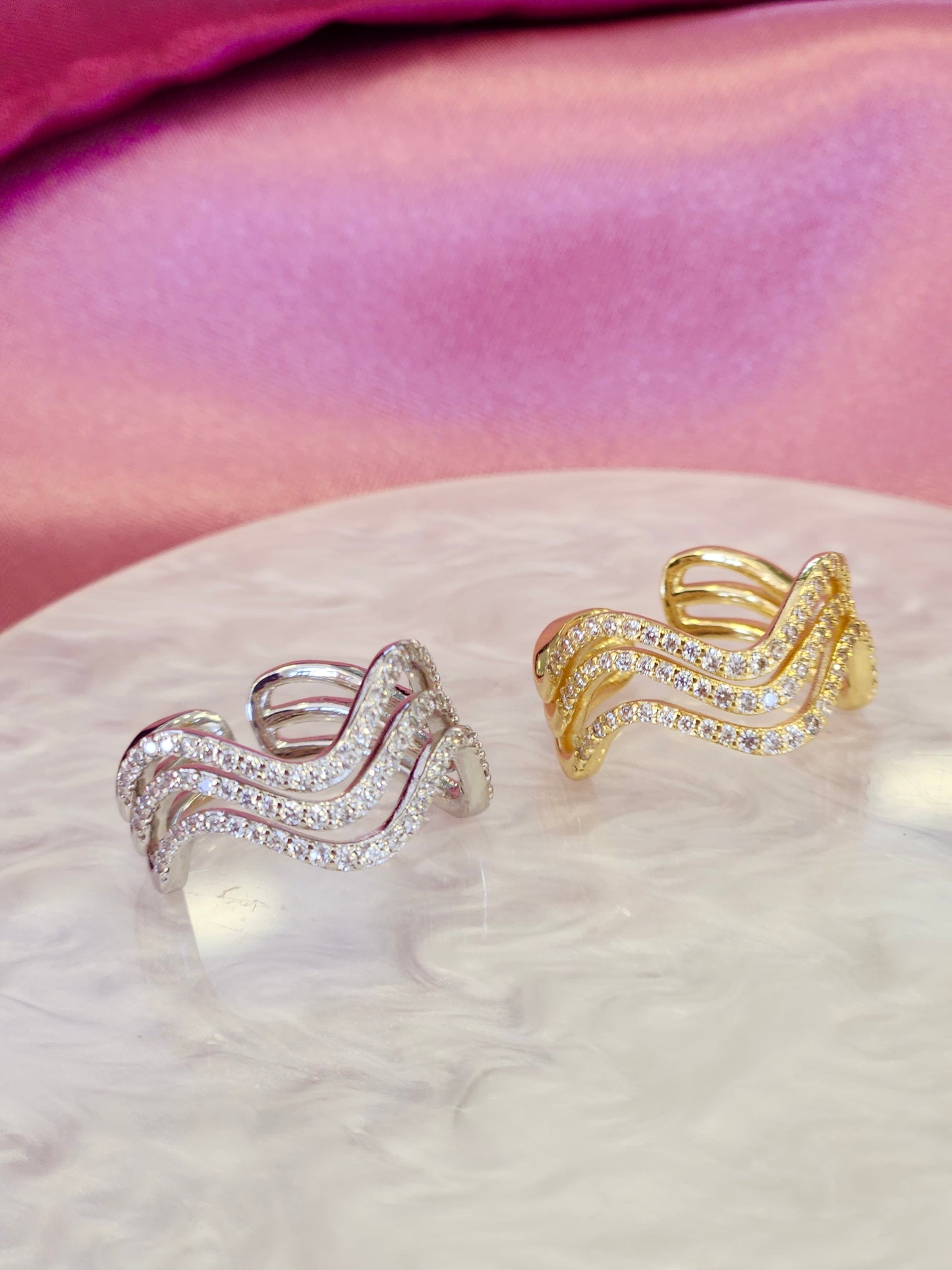 Anillo triple linea zirconia
