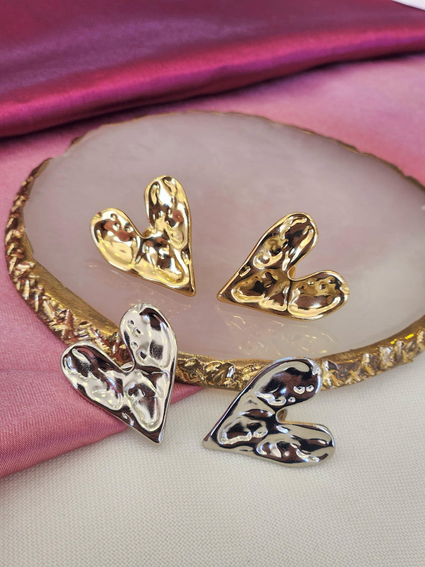 Aretes corazon aplastado #E22 E16