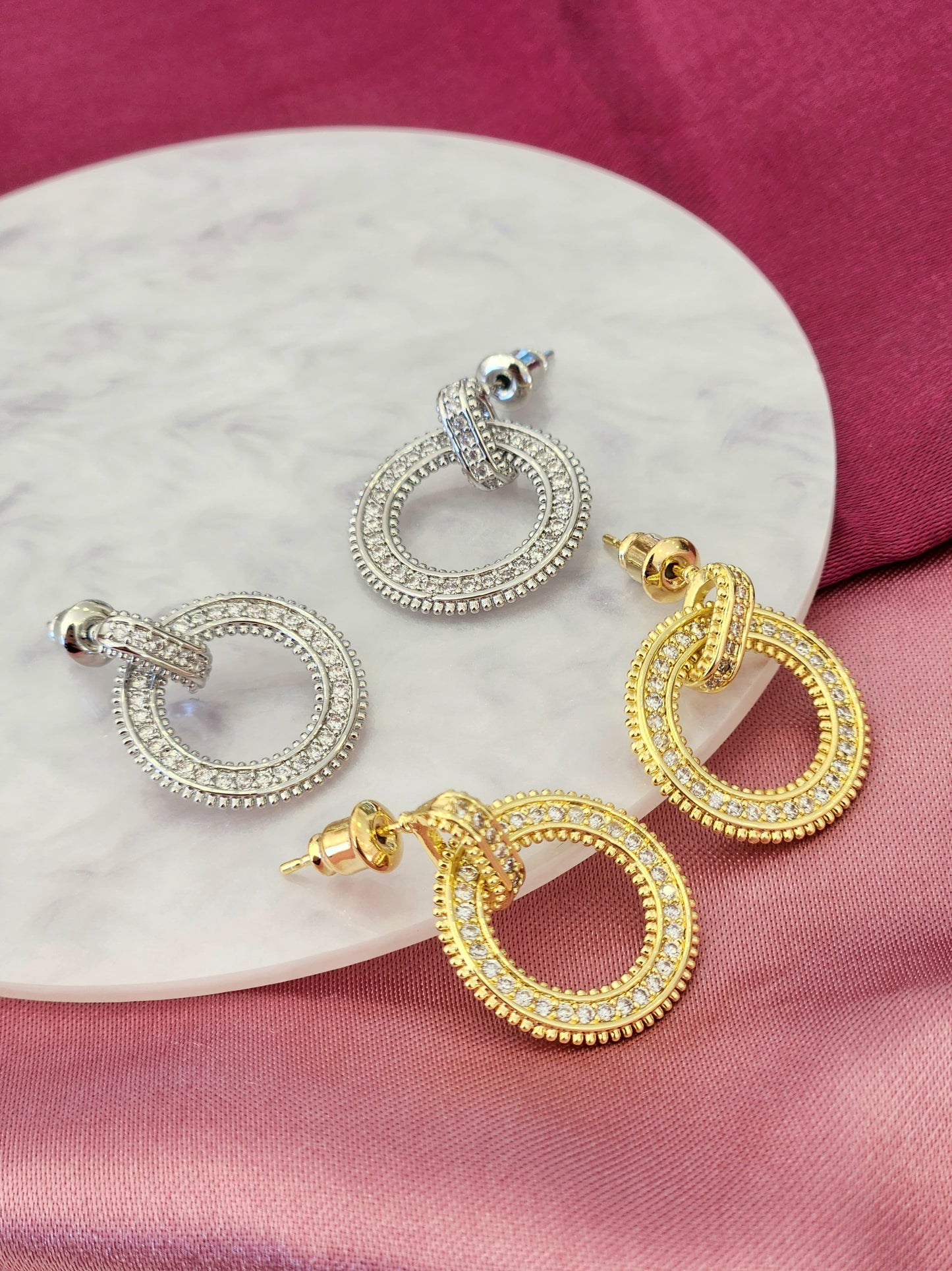 Aretes circulares huecos zirconia#A18