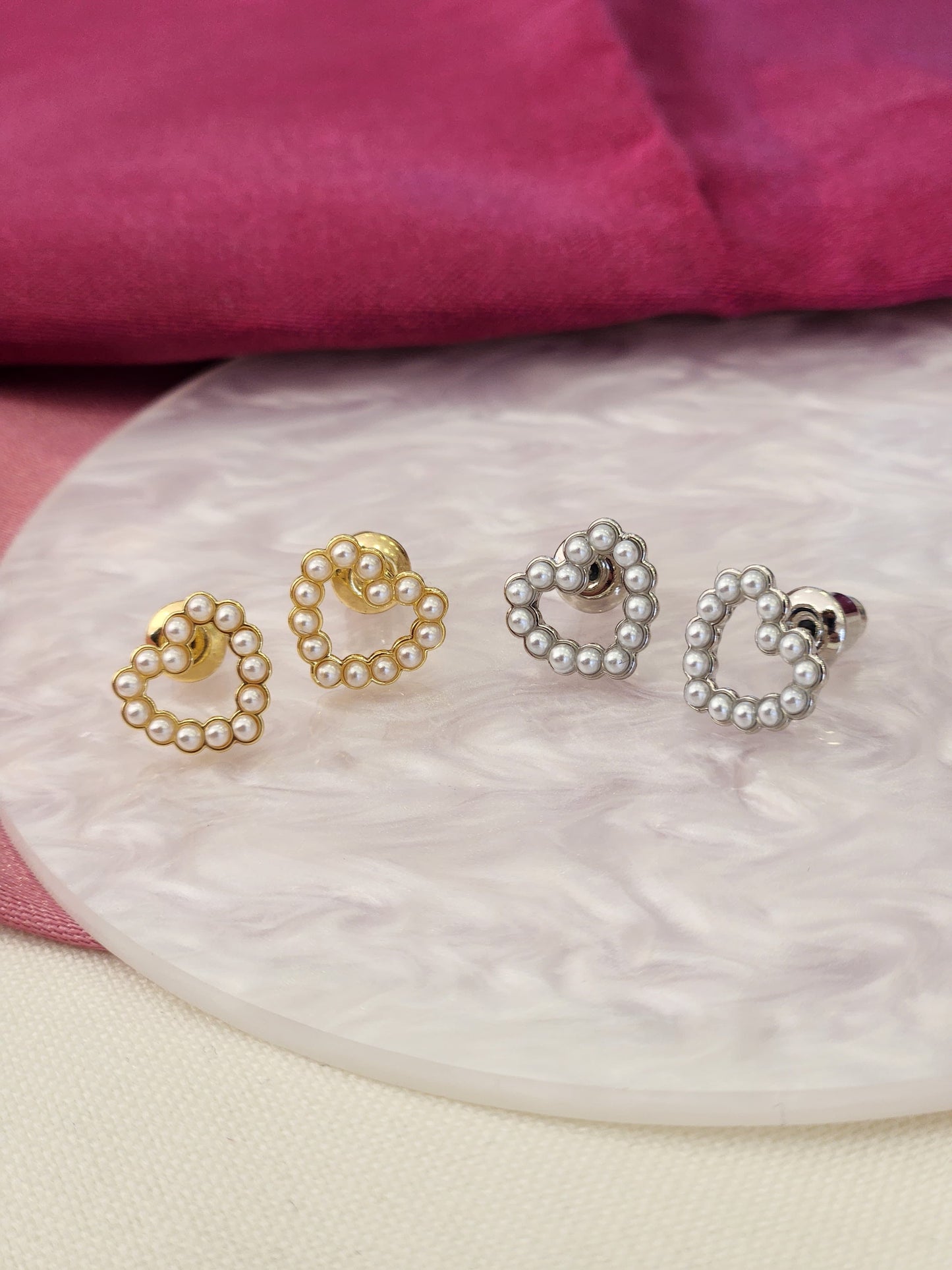 Aretes corazon perla mini #134