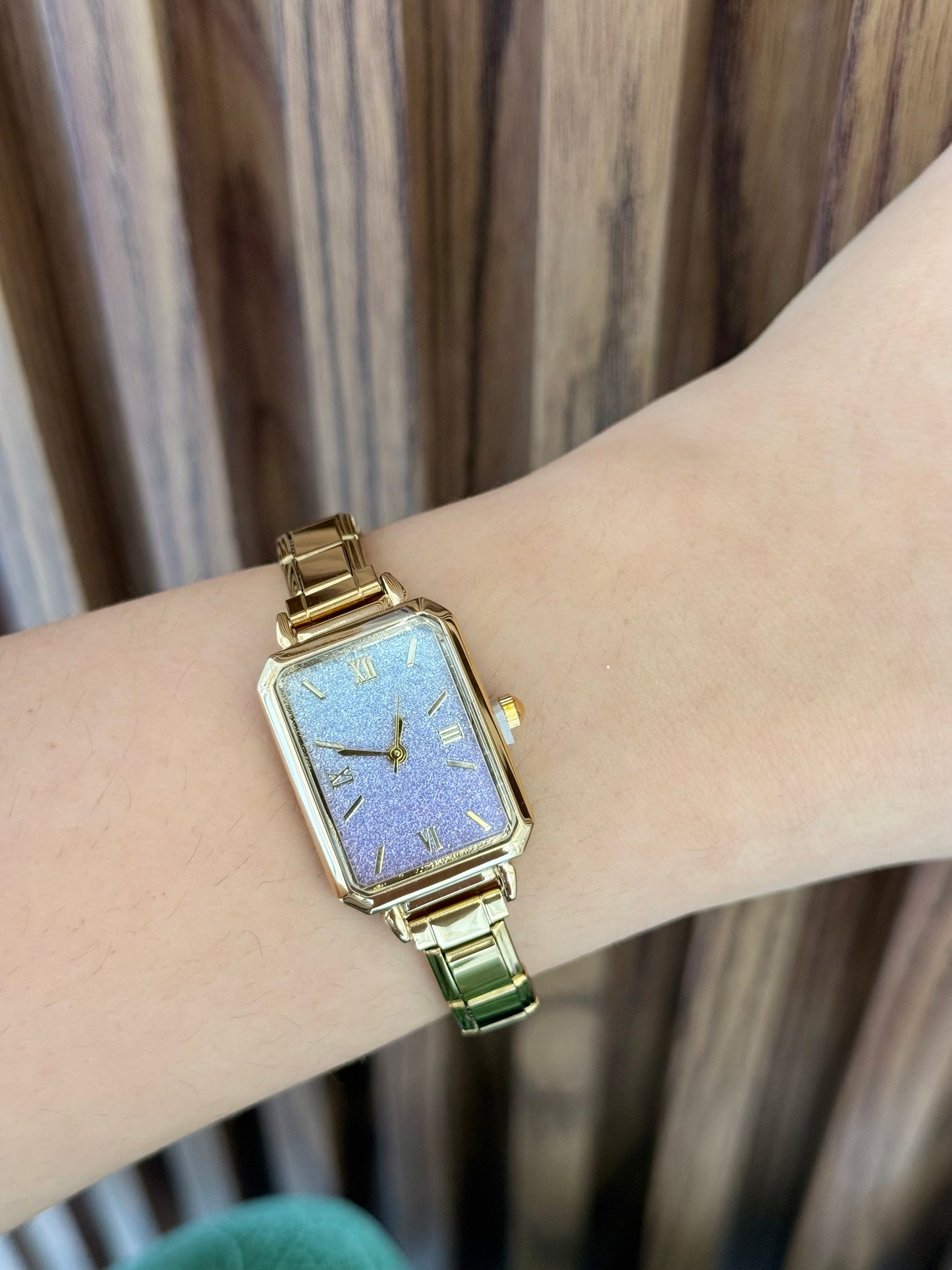 Reloj romanos difuminado brillos lila #K0.3