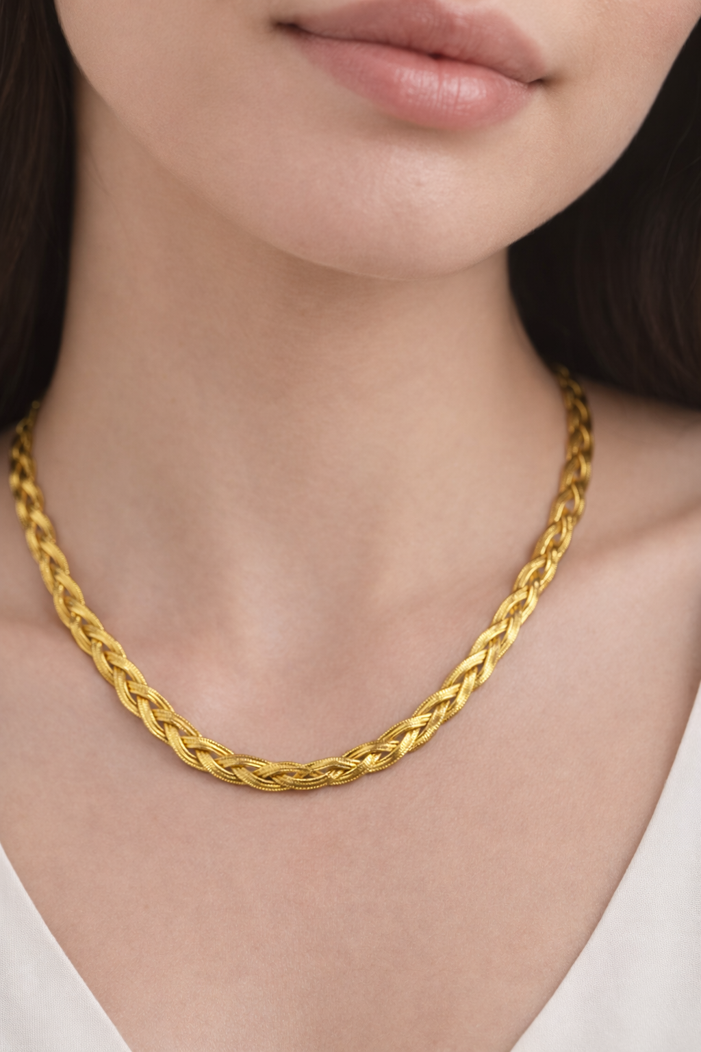 Collar dorado triple cadena plana #B0.5