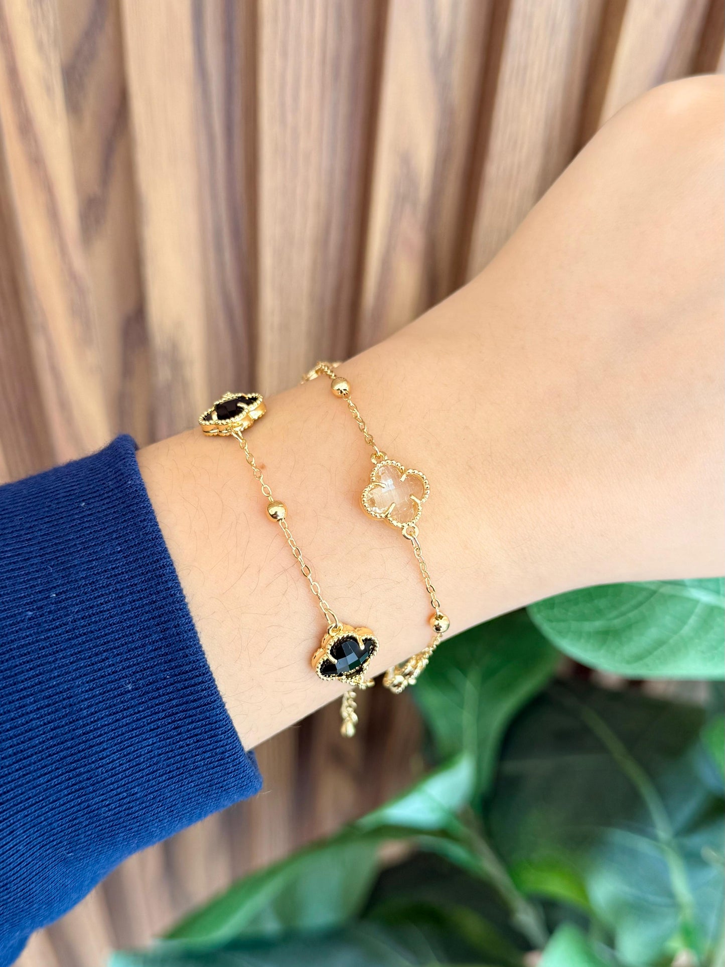Pulsera trebol bolitas #C106.2