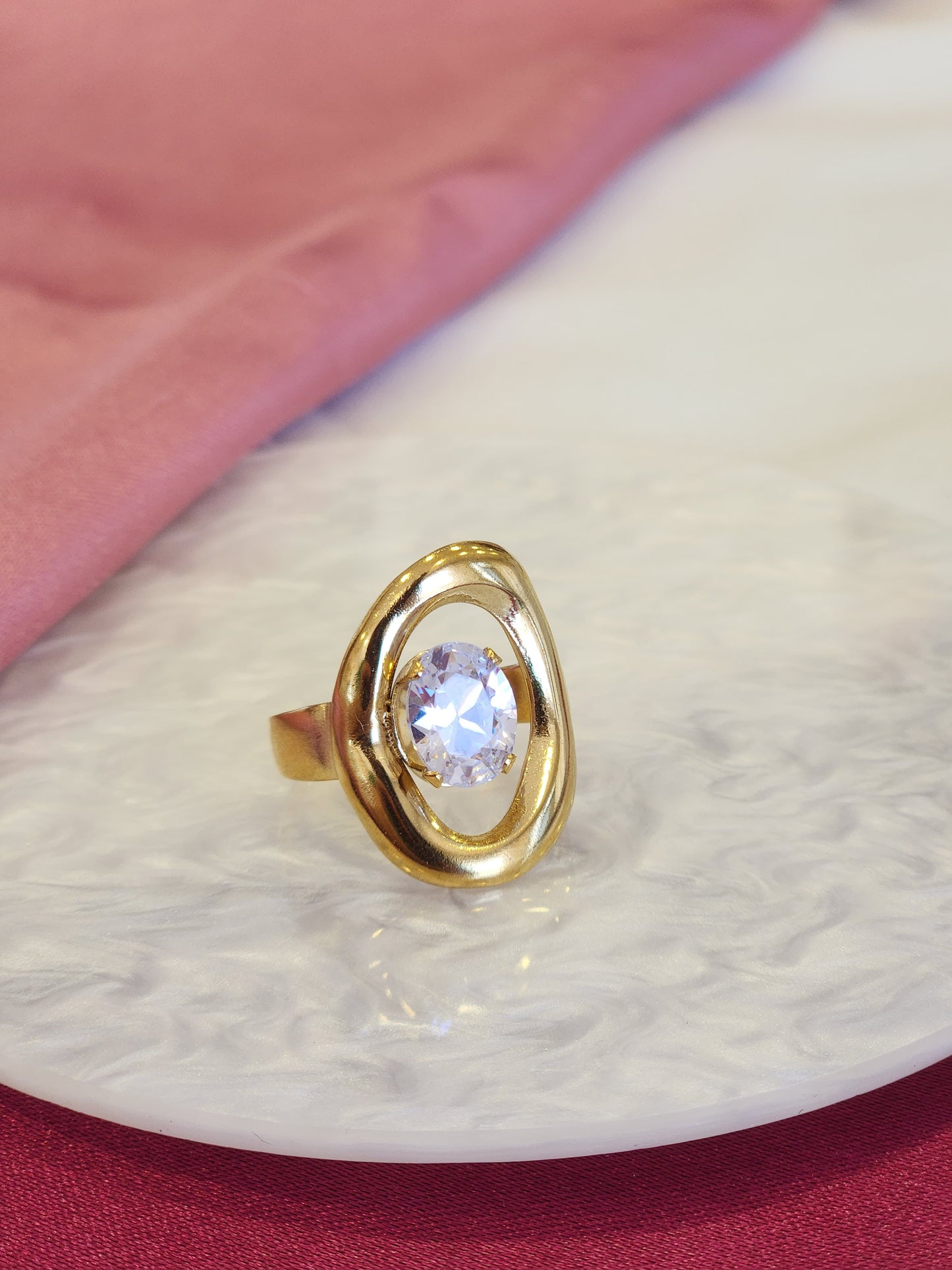 Anillo circulo hueco punto zirconia #144