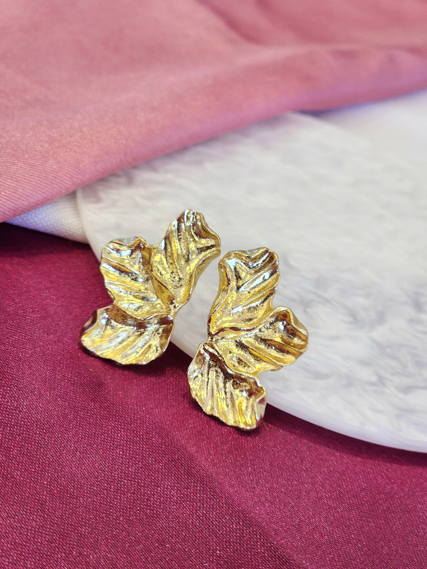 Aretes petalos rugosos #J31