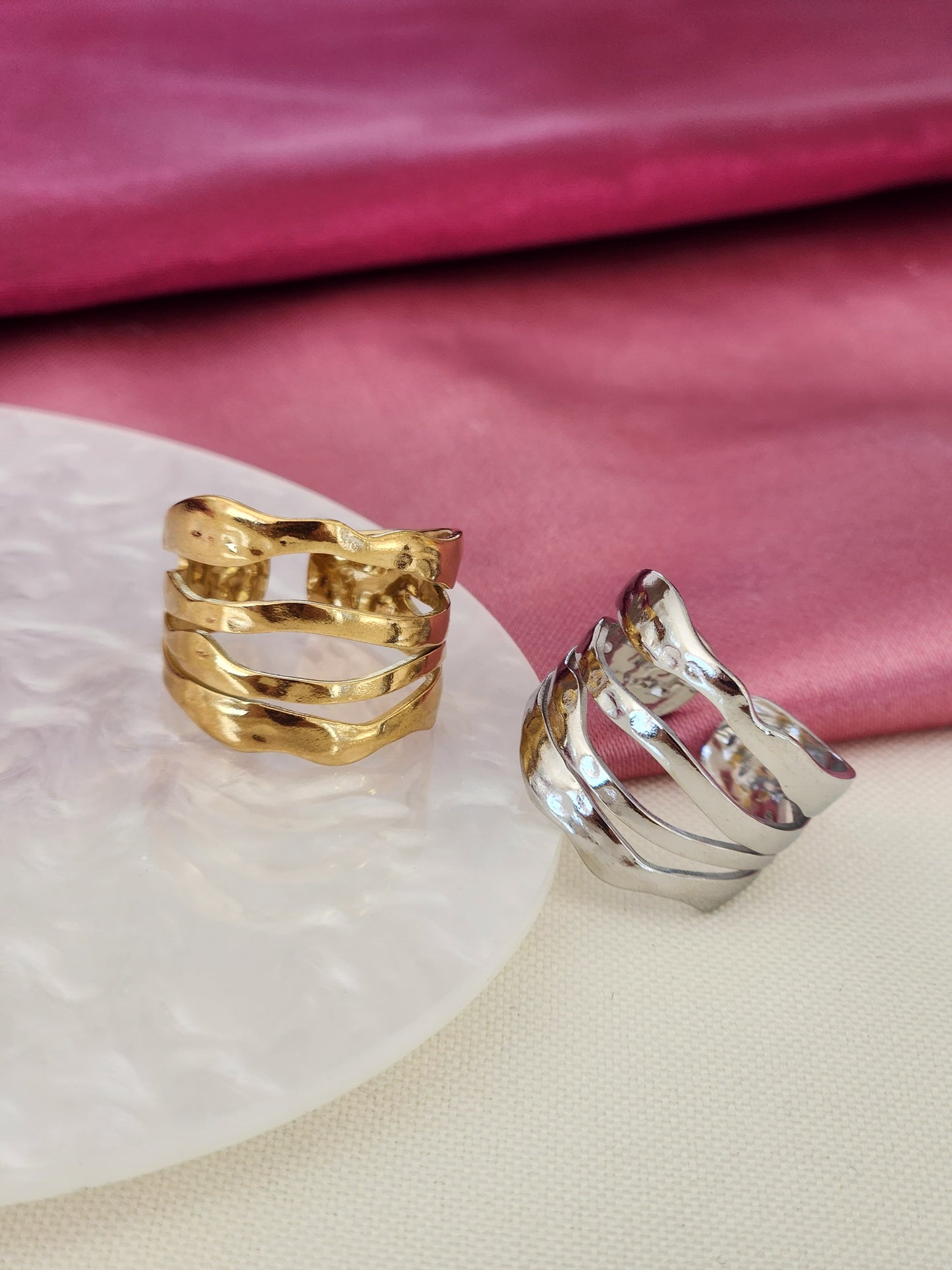 Anillo 4 lineas irregulares #K19