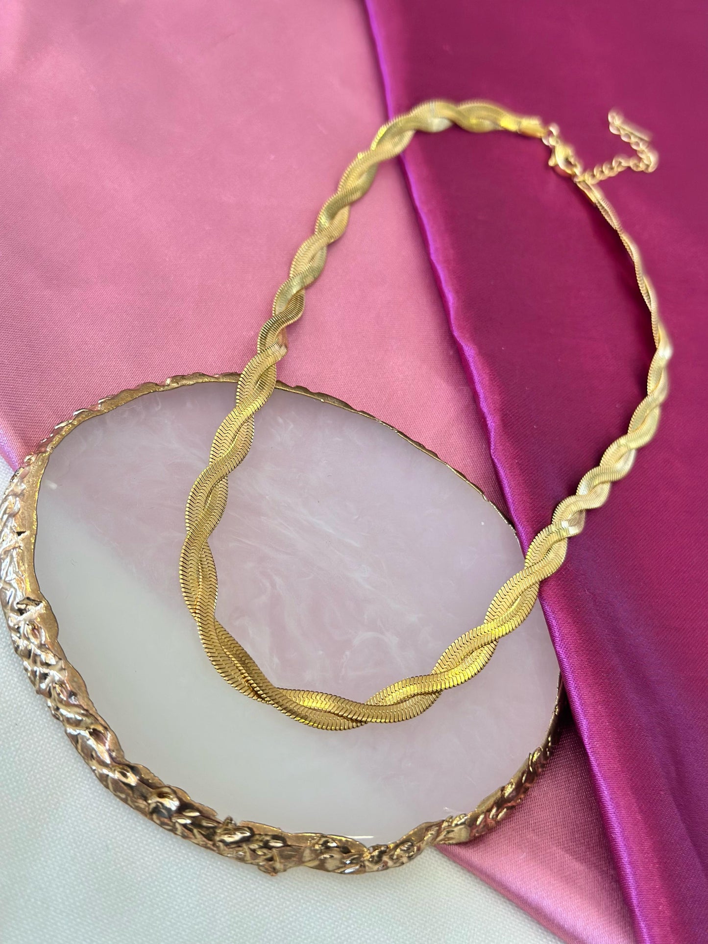 Choker dorada cadena plana doble #37