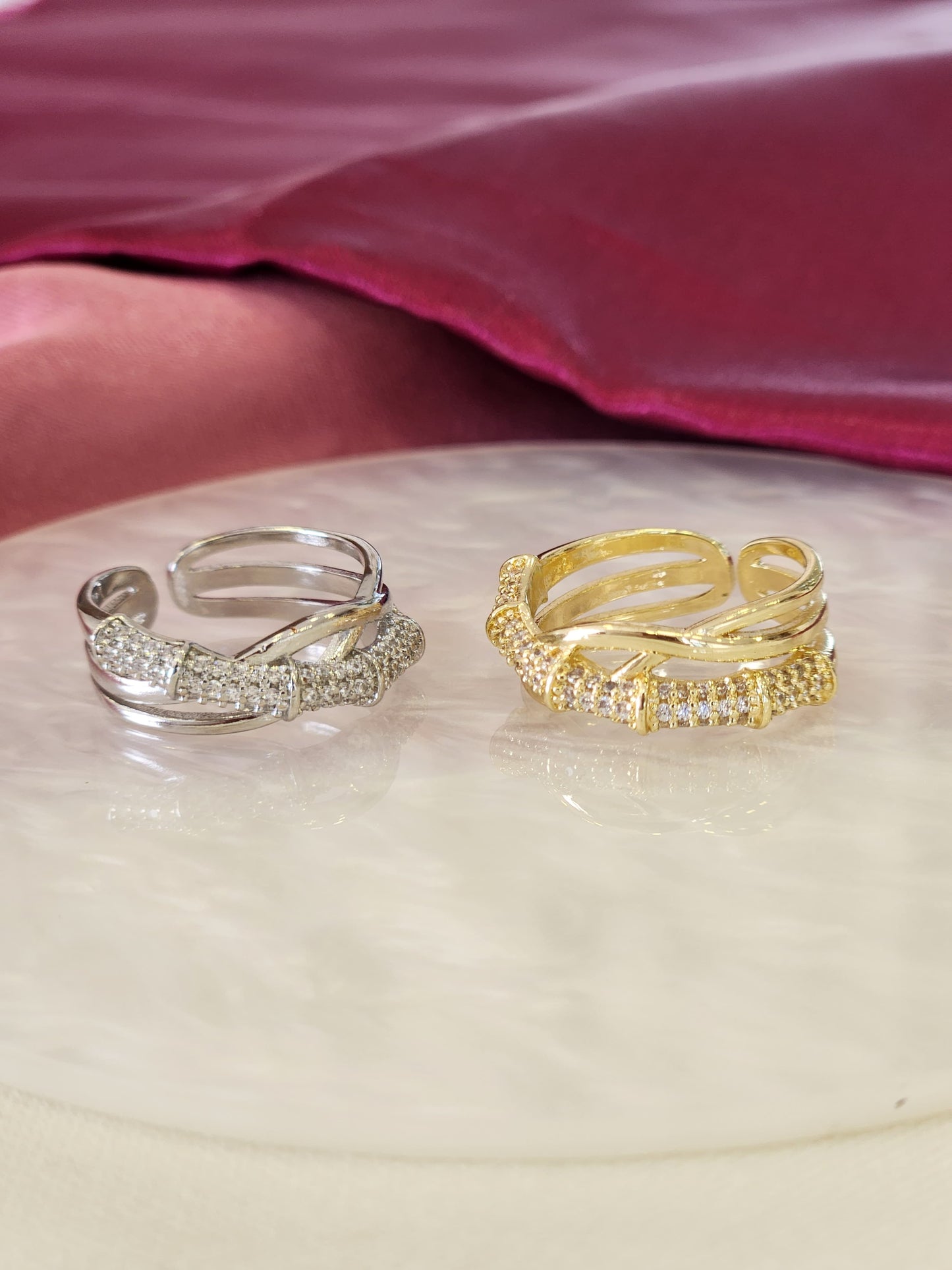 Anillo cruzado zirconia triple #L3