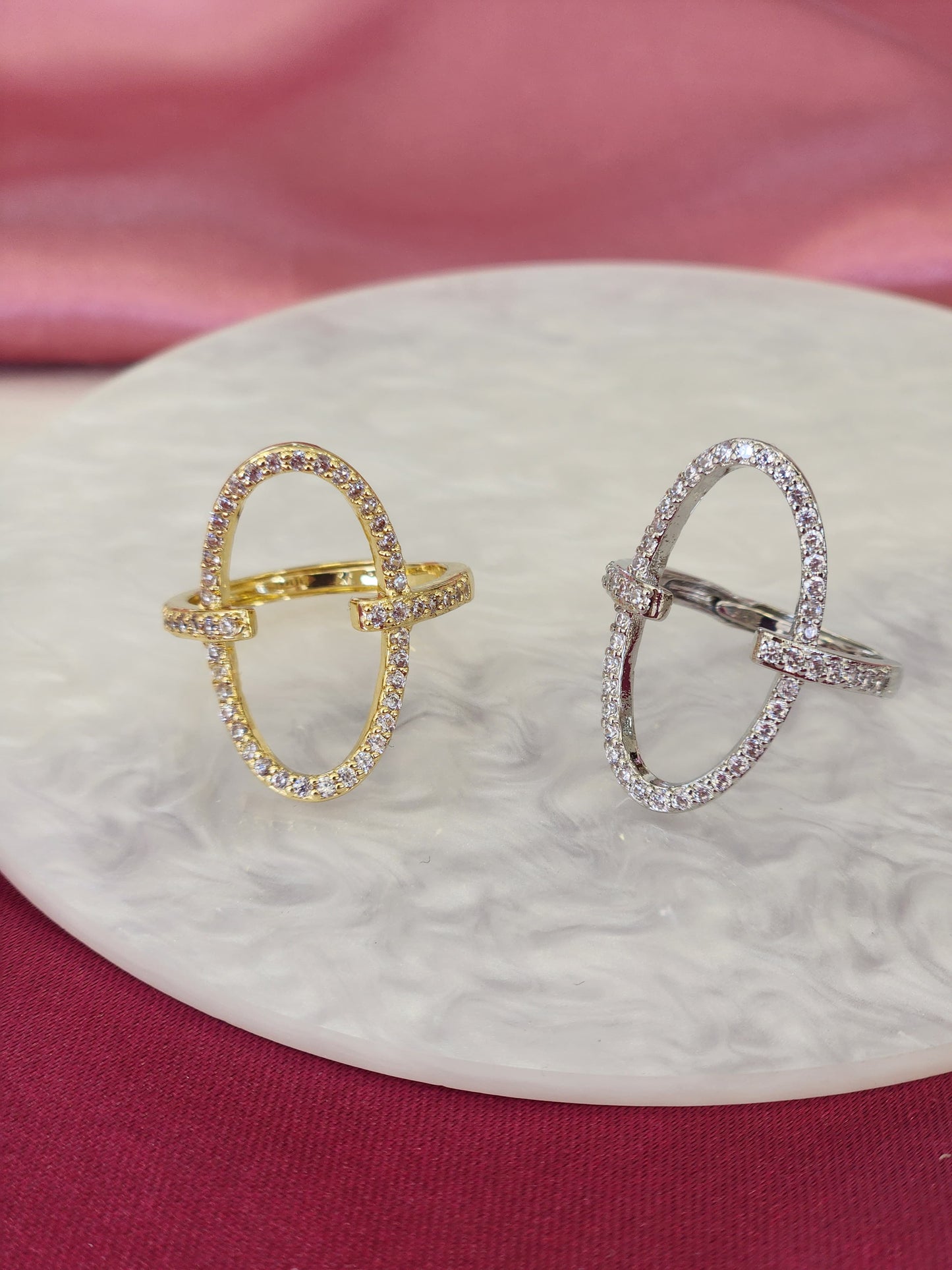 Anillo ovalo unido zirconia #K17