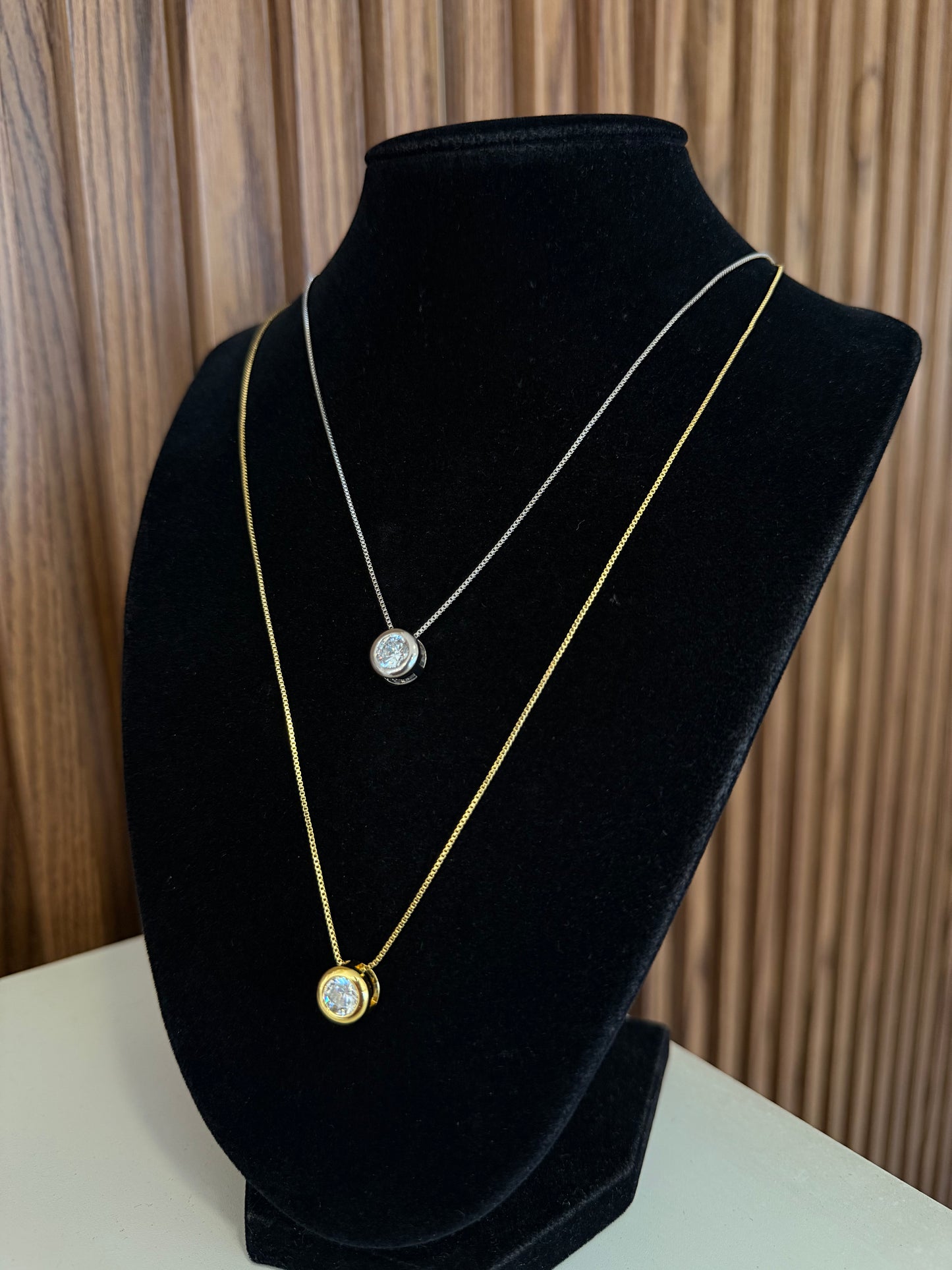 Collar circulo punto zirconia grande #F16.1