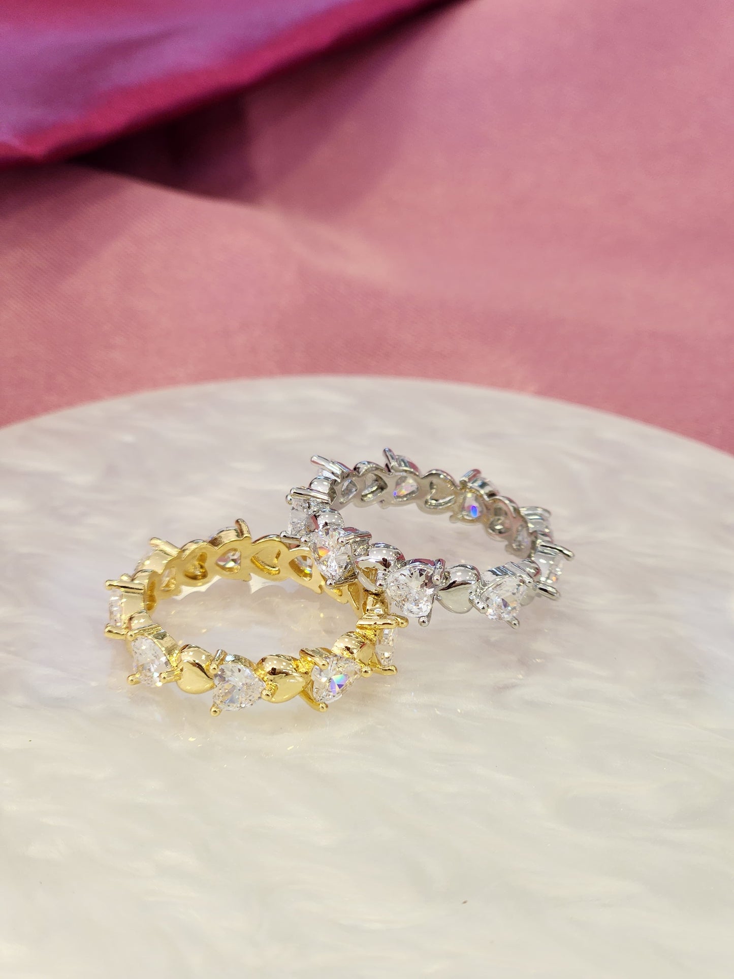 Anillo corazones zirconia y solidos #N38.2