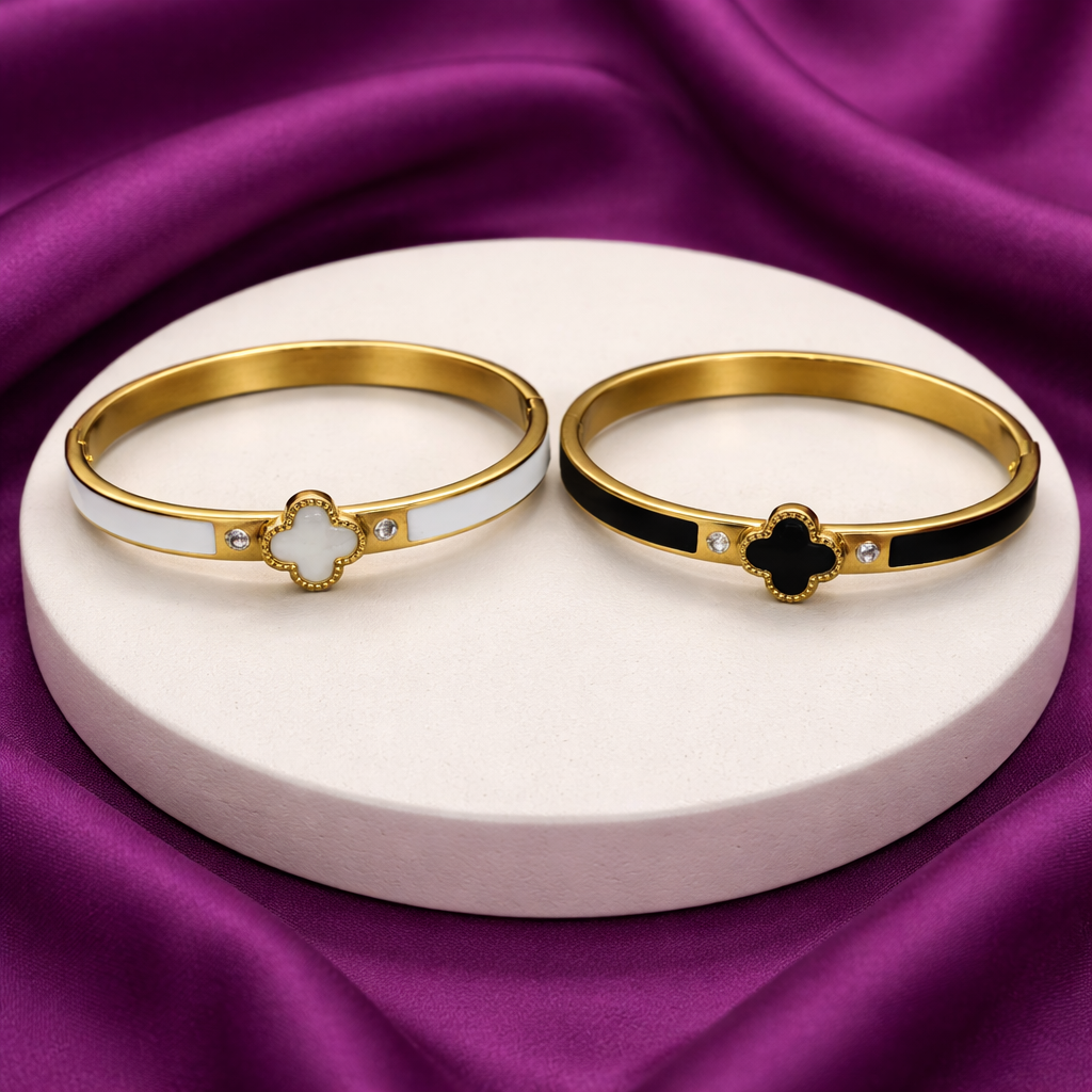Pulsera trebol con lineas zirconia