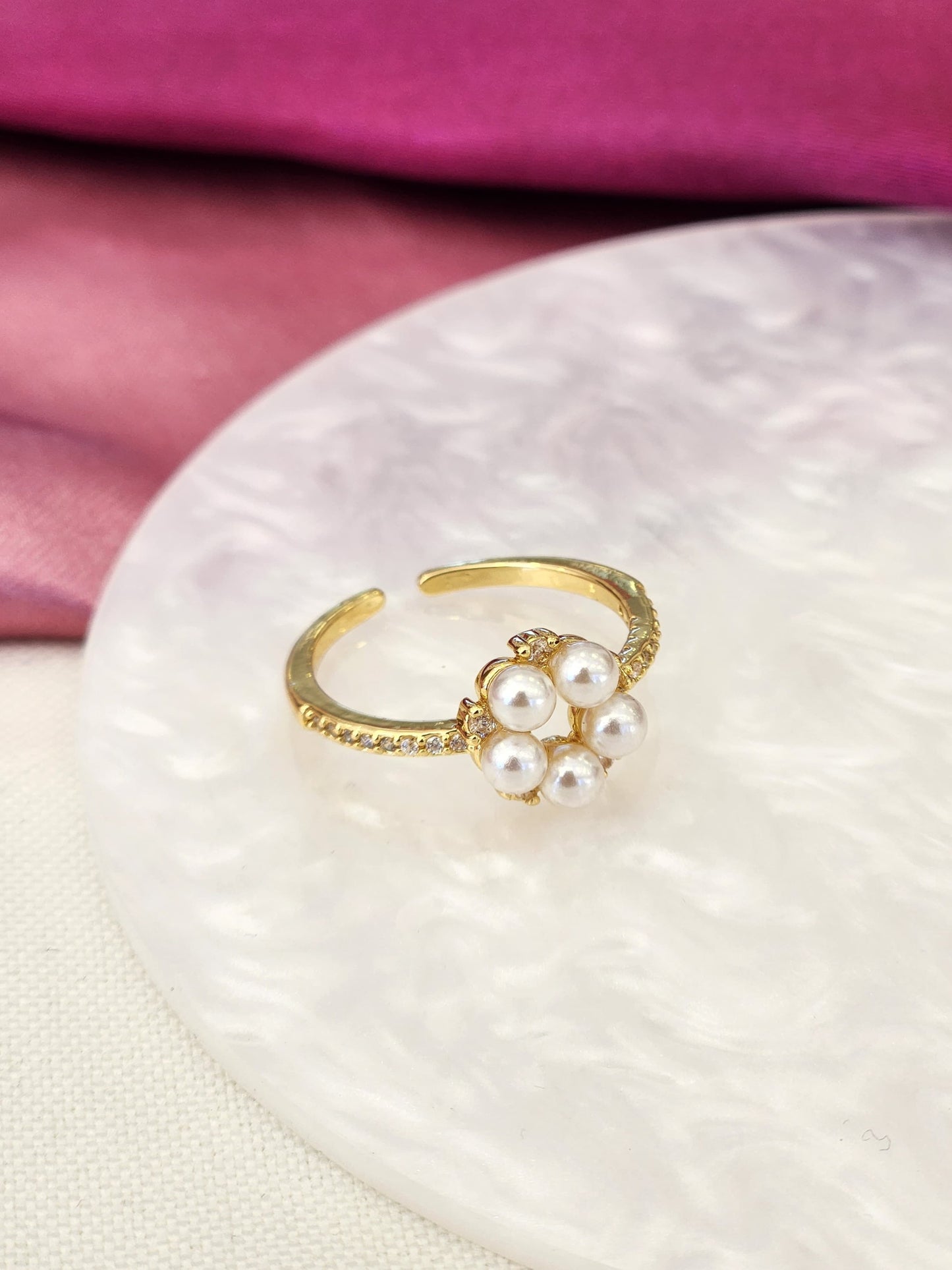 Anillo circulo perlas #K63