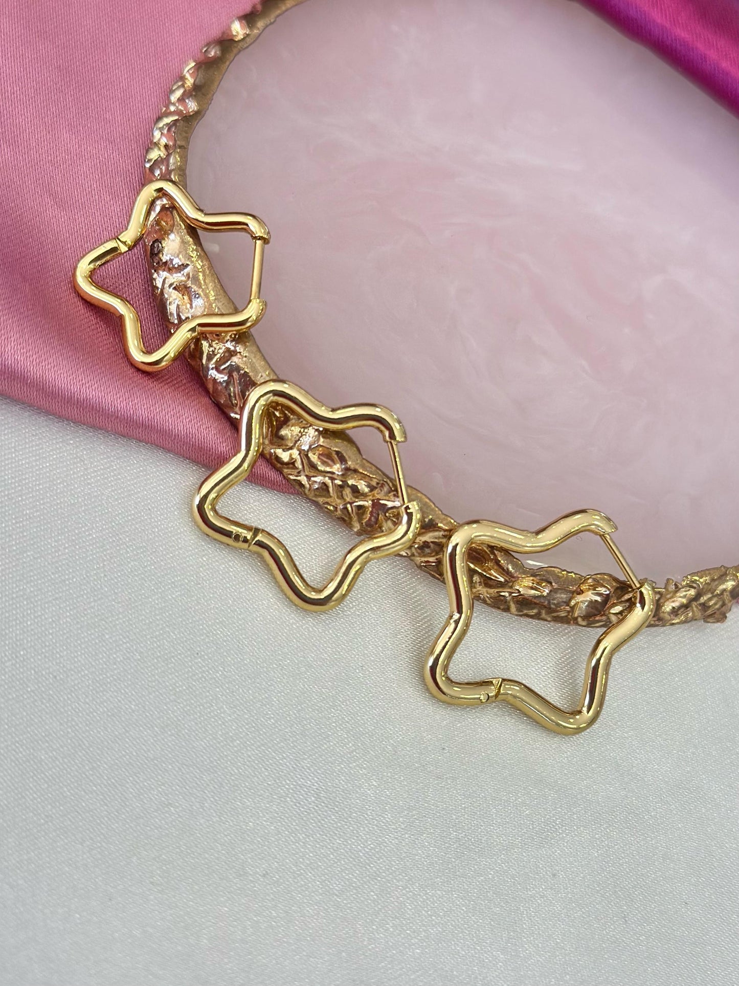 Aretes set estrella dorado simetrica #189