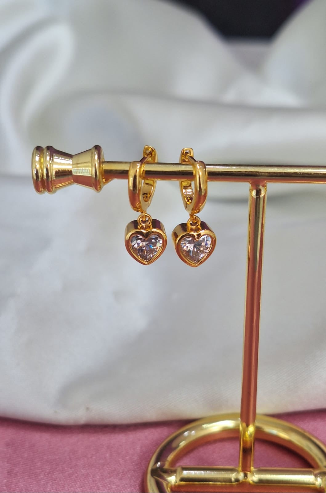 Aretes corazon zirconia colgantes #209B