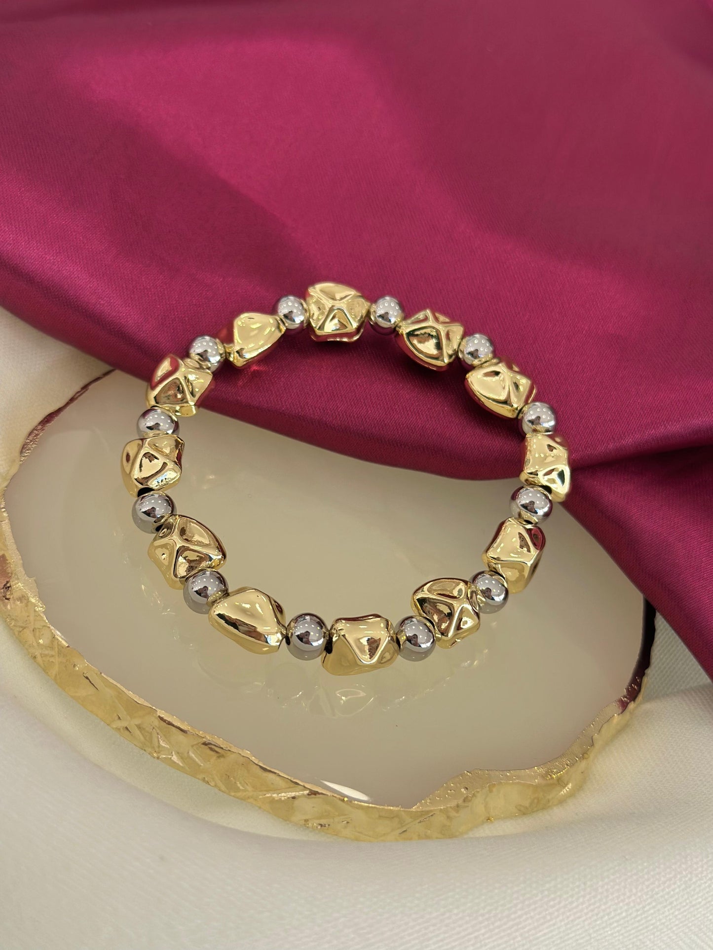 Pulsera bicolor piedras irregulares #2.0