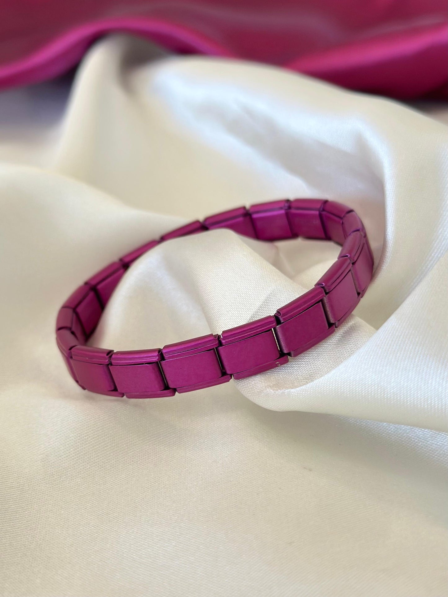 Pulsera italiana rosa fucsia mate #E15