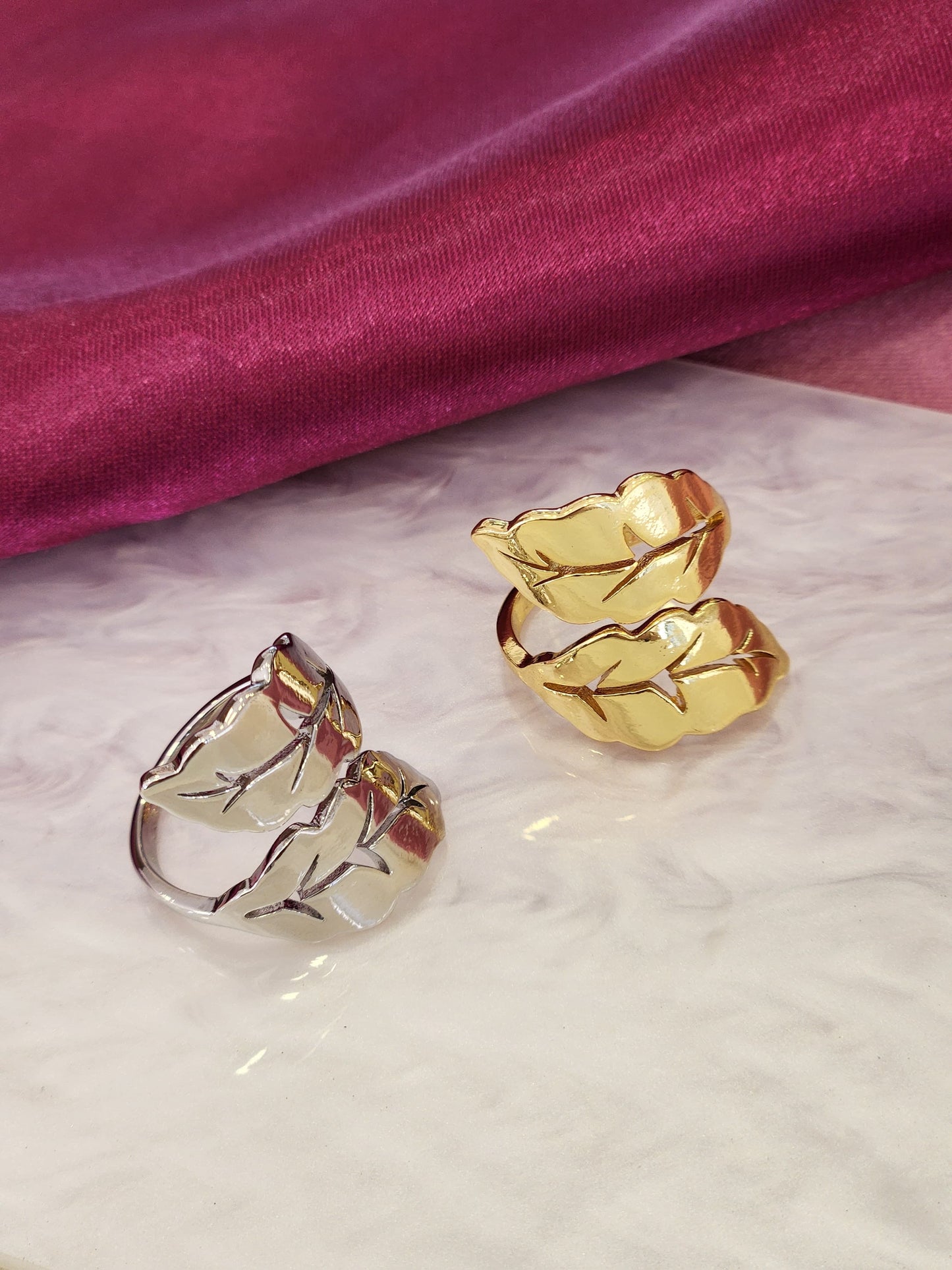 Anillo doble hoja #C124