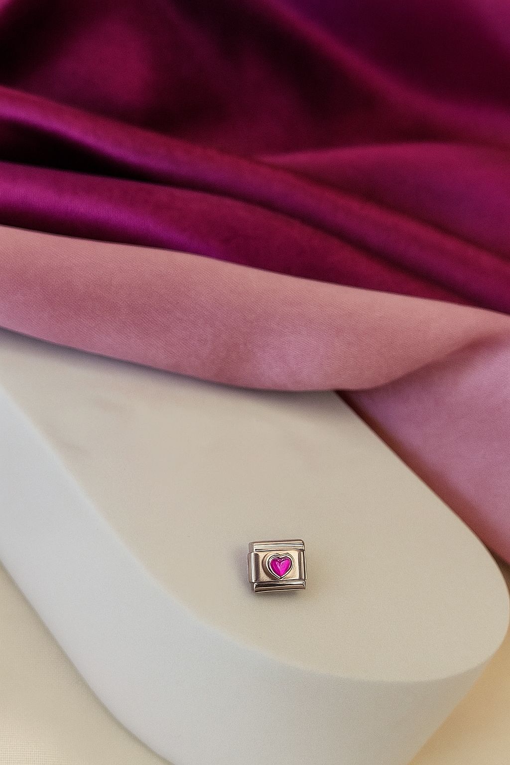 Charm corazon zirconia Rosa #8