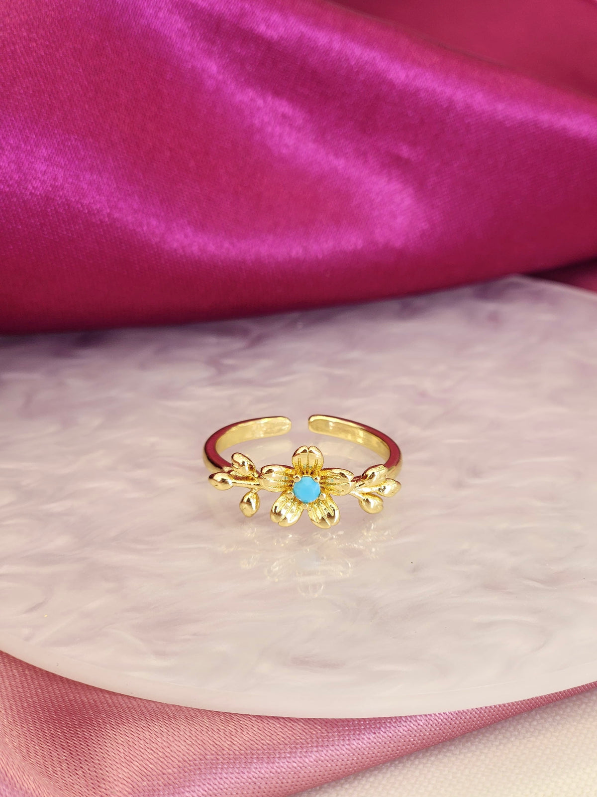 Anillo flor Regular Aqua