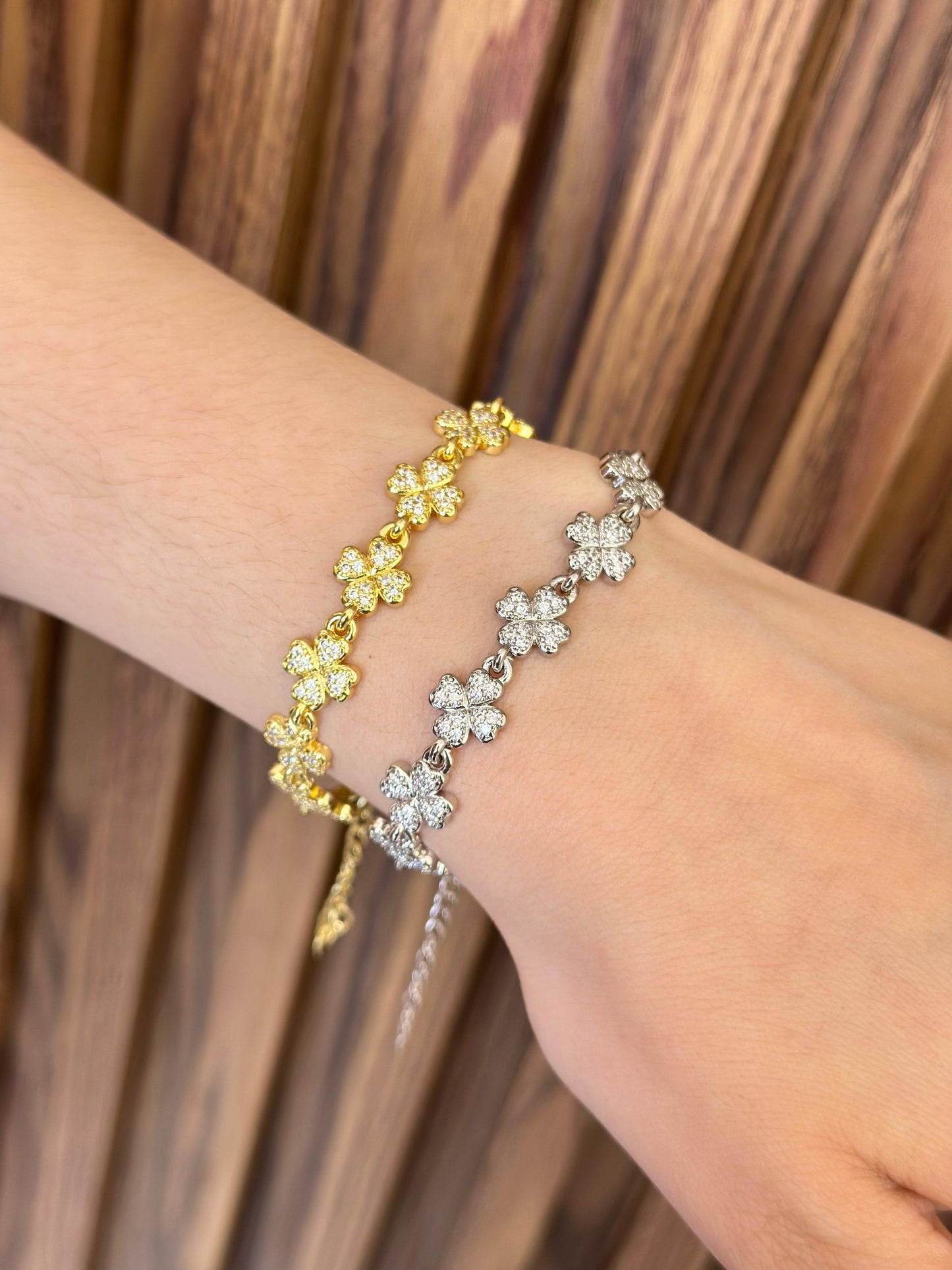 Pulsera treboles zirconias #E17