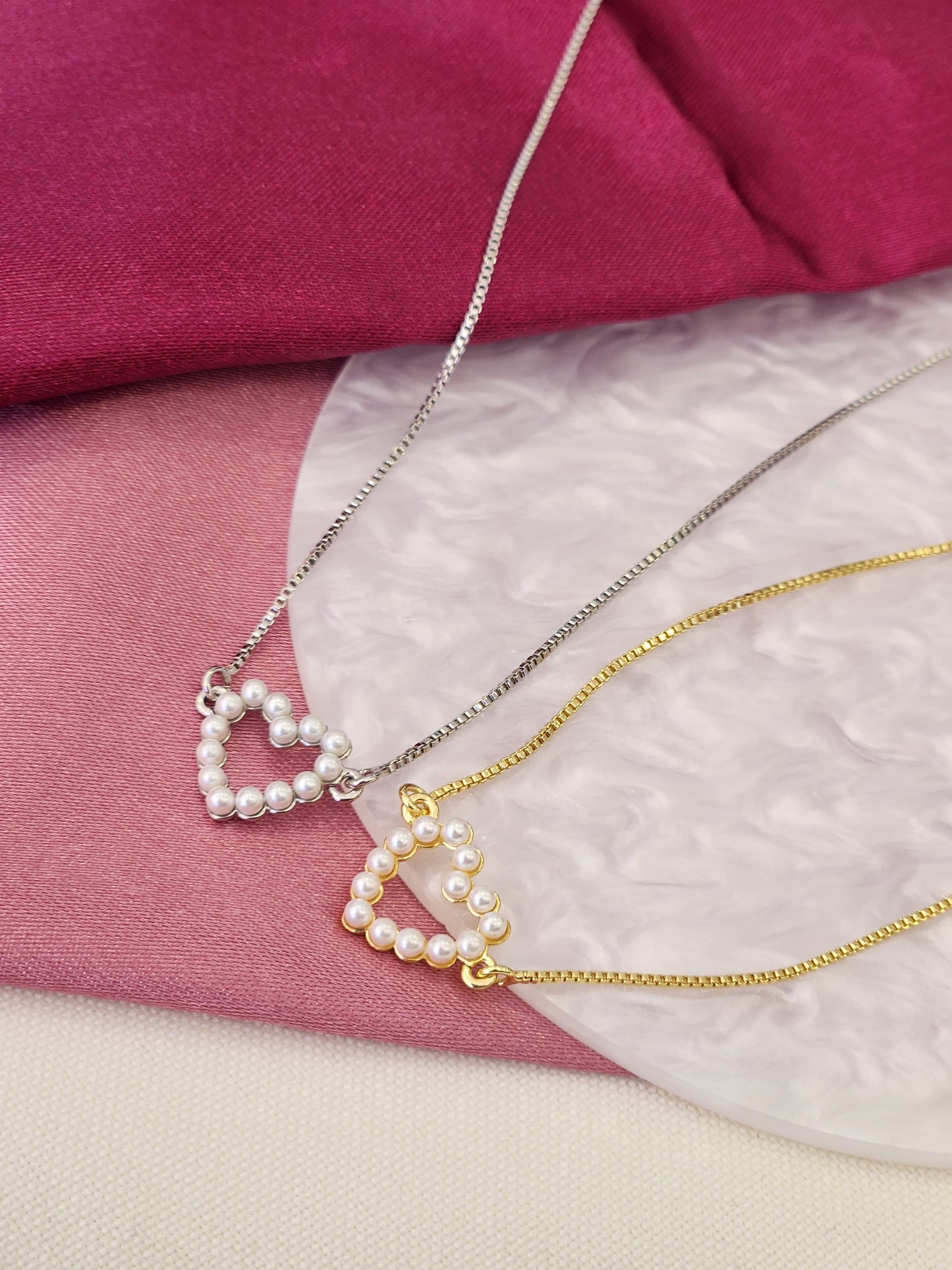 Collar corazon perlas mini #6