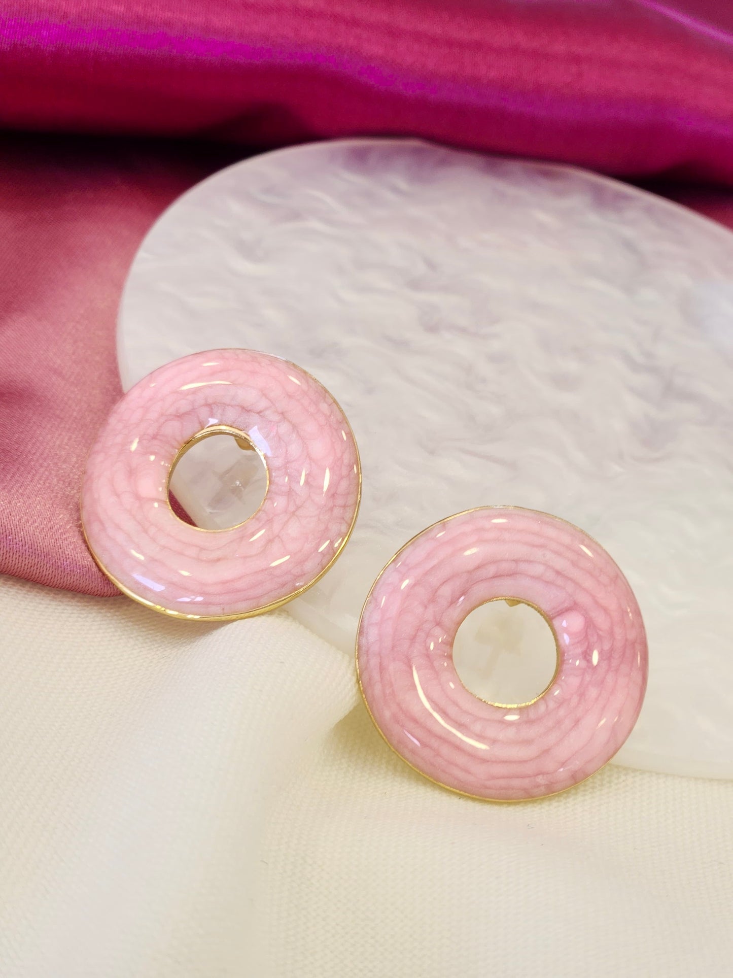 Aretes circulo hueco rosa