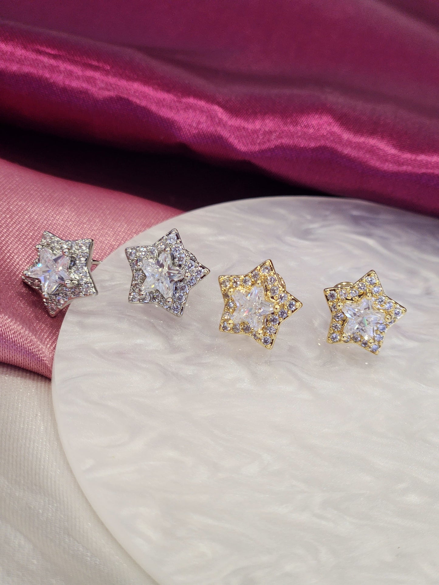 Aretes doble estrella zirconia #1.8