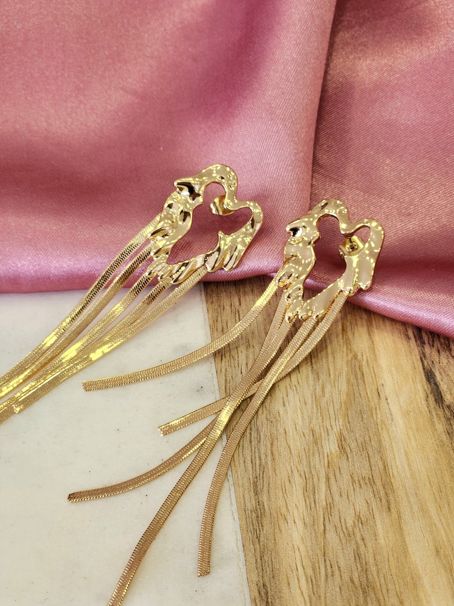 Aretes corazon derretido barbitas planas #K81 #K82