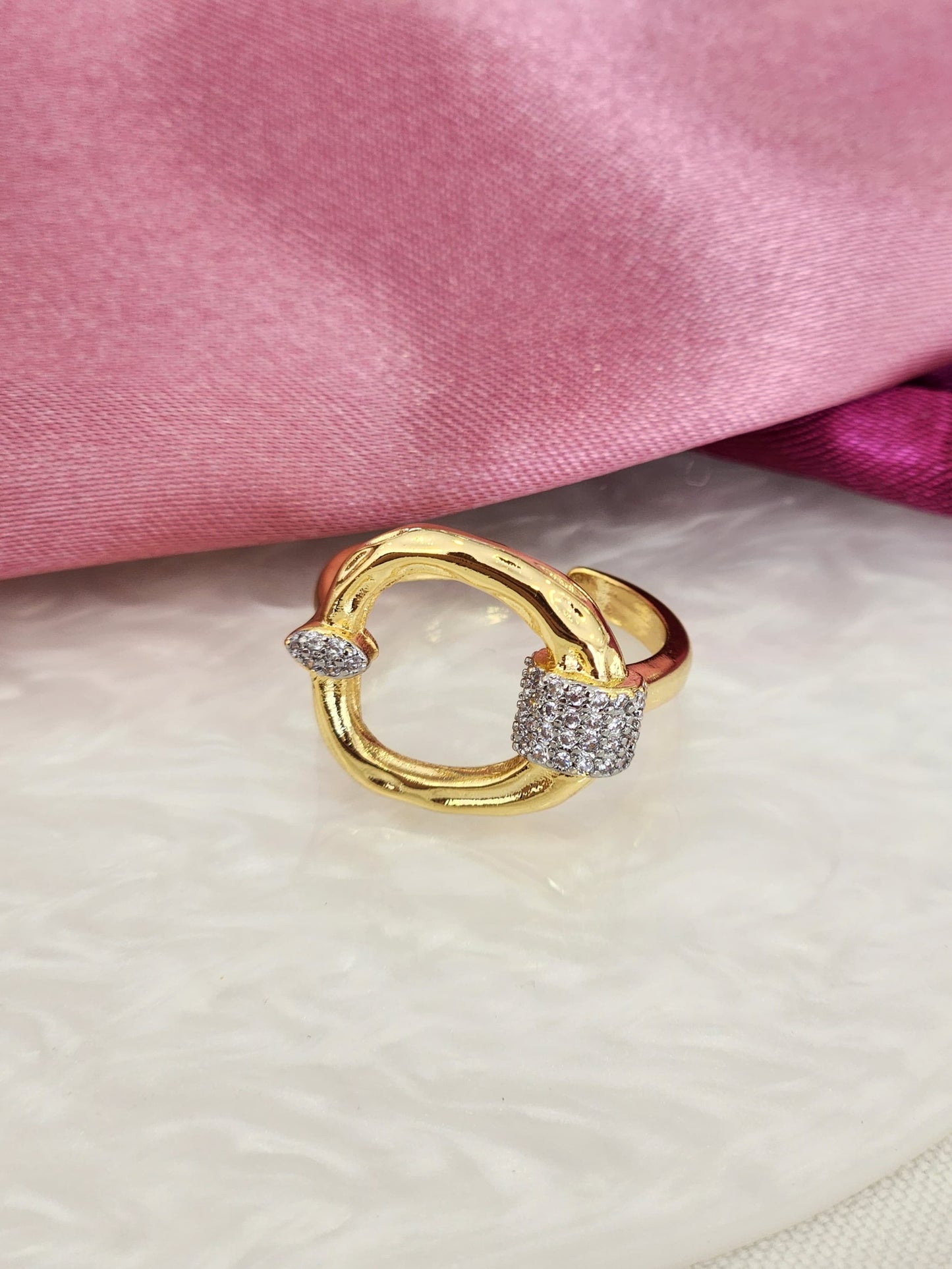 Anillo circulo irregular bicolor #239