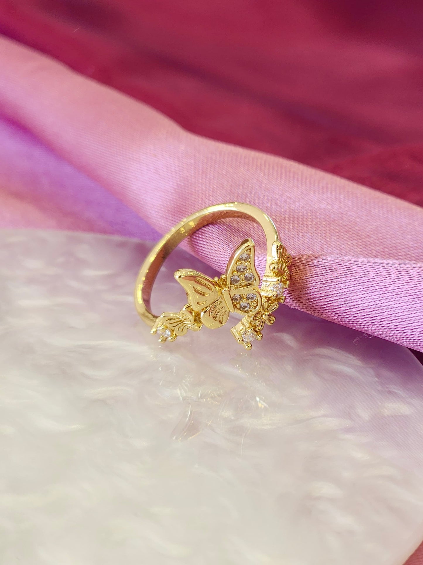 Anillo mariposa grande zirconia chicas flor # 163
