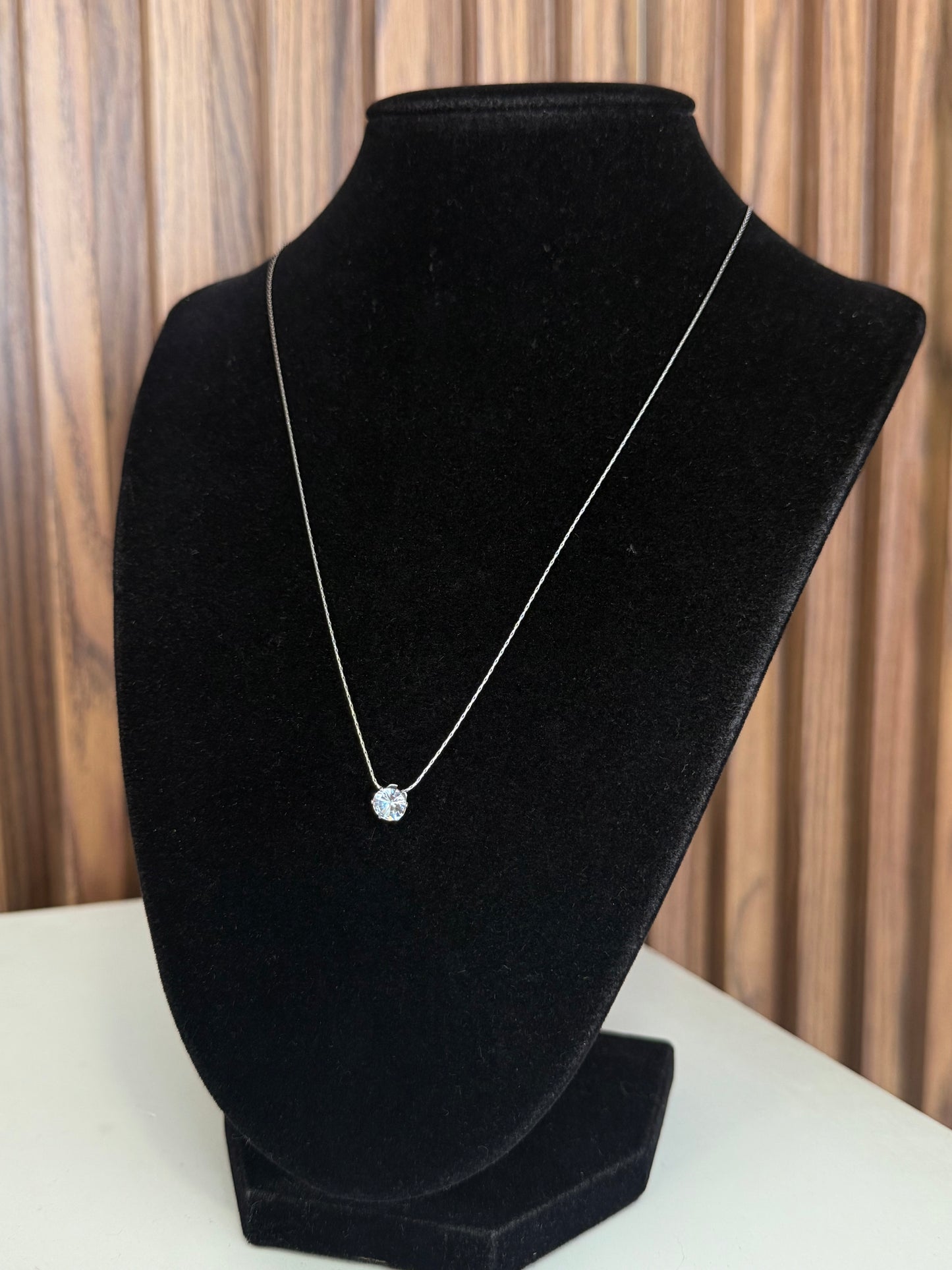 Collar plateado circulo zirconia cristal #L7