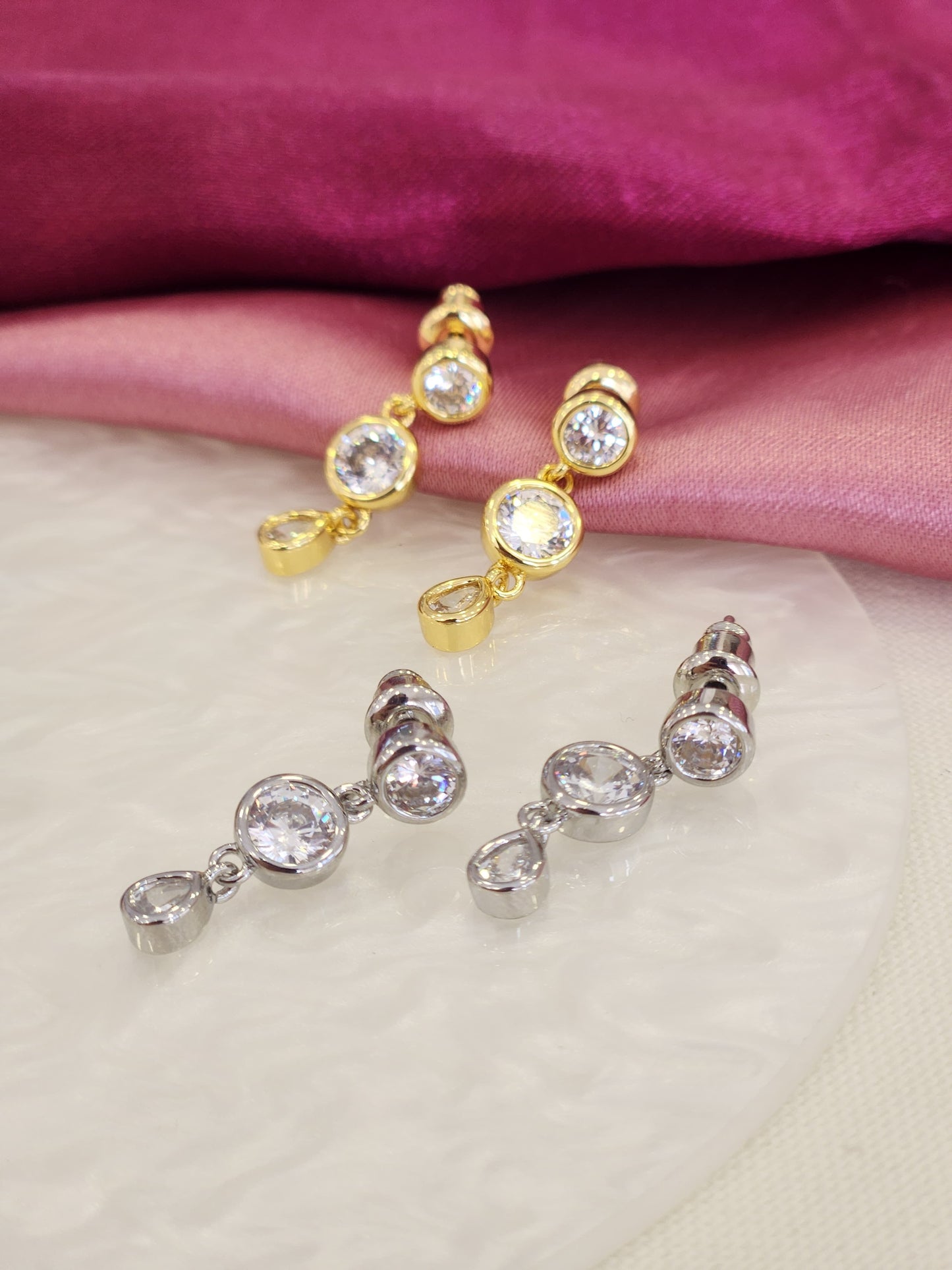 Aretes doble circulo gotita #K63
