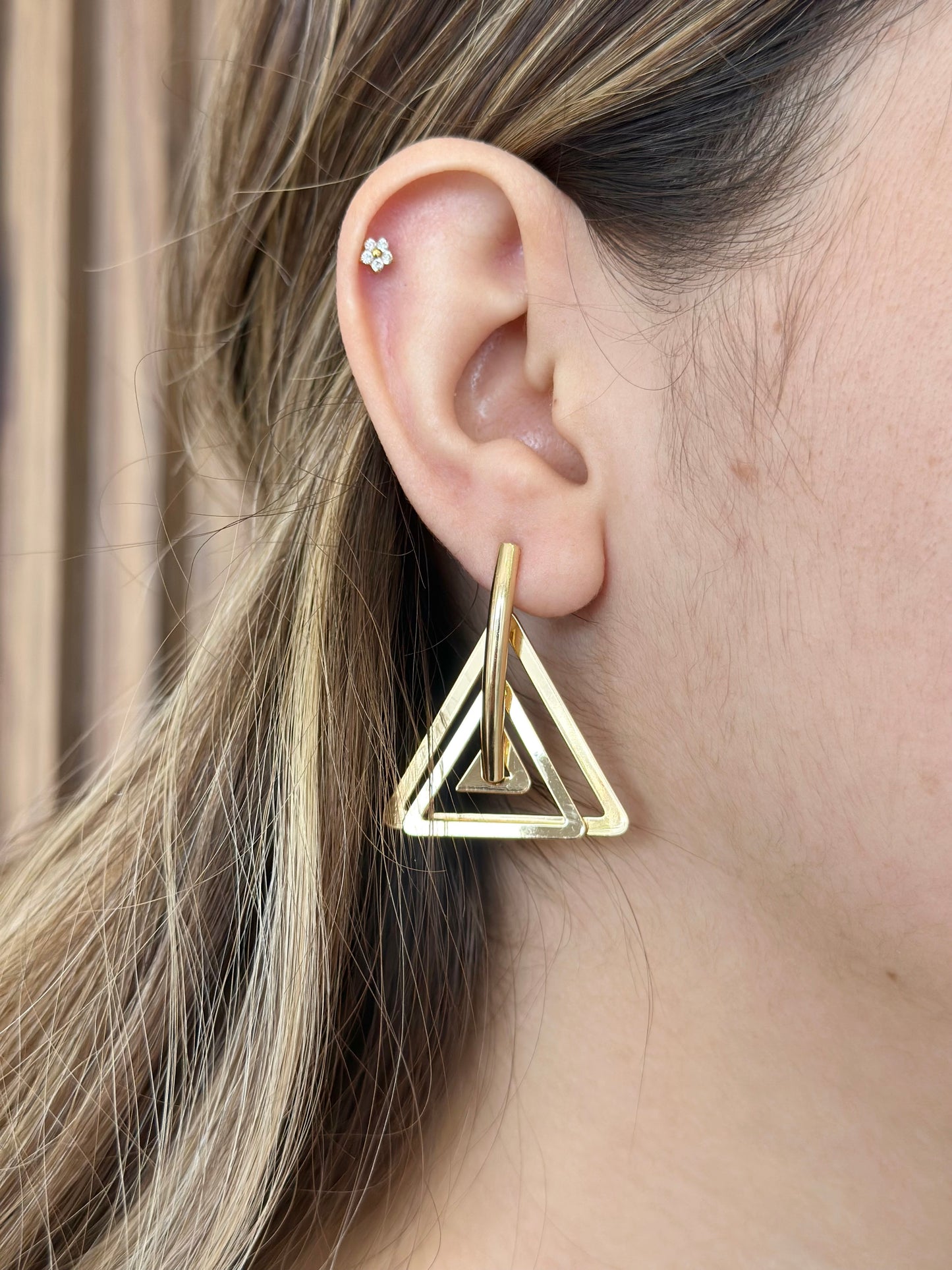 Aretes triple triangulo colgante #G20