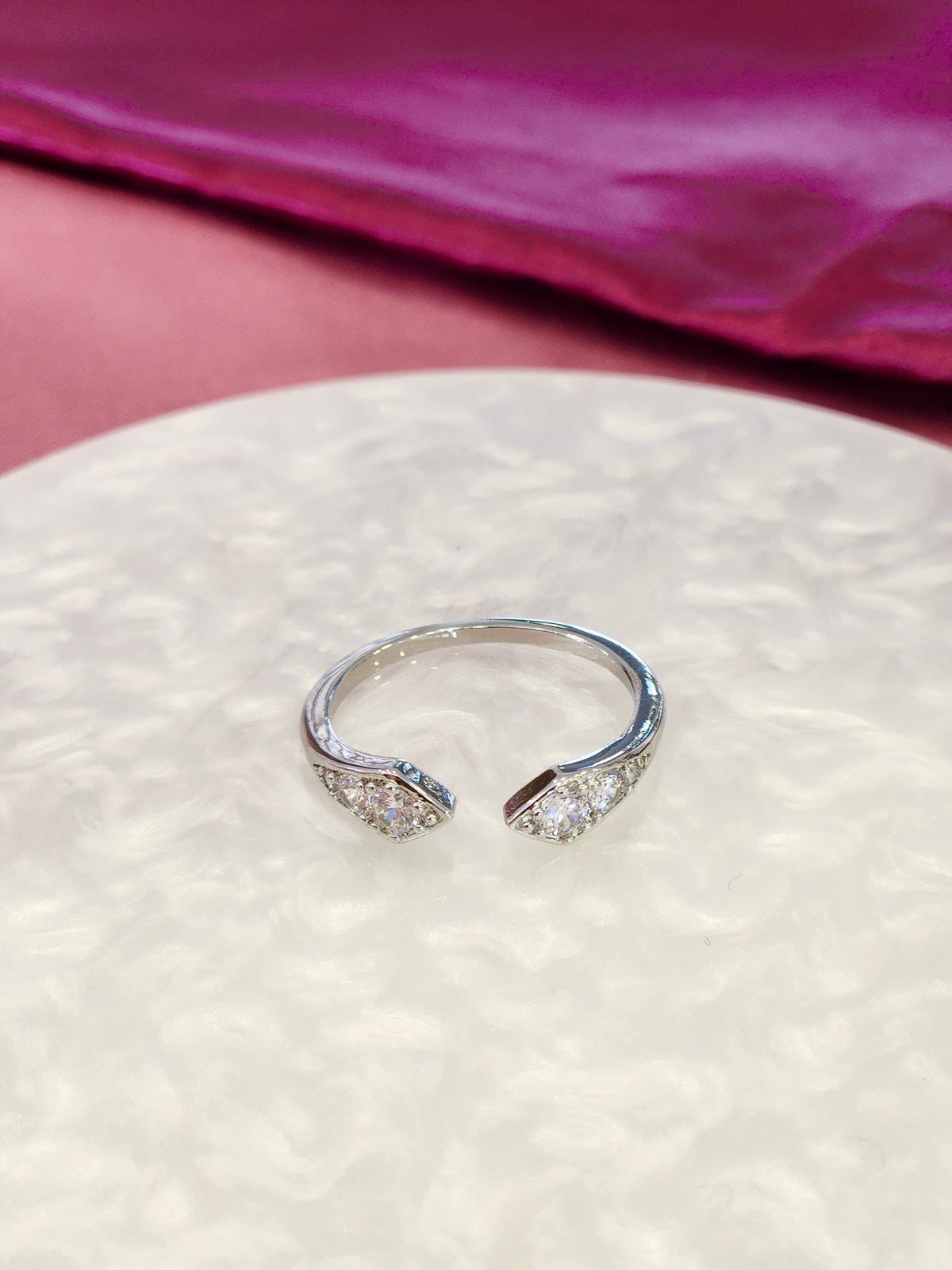 Anillo doble punta zirconia plateado #25