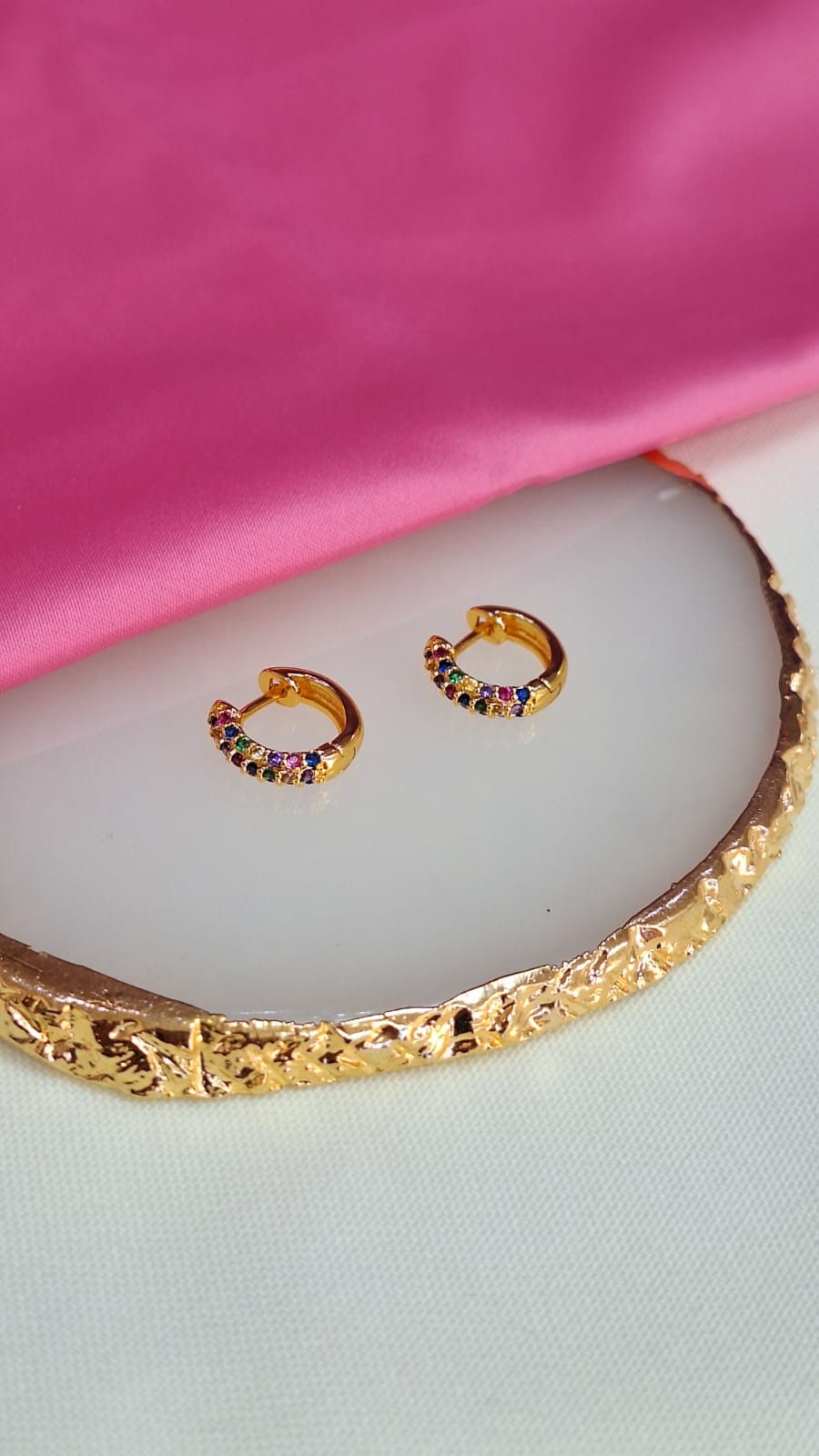 Aretes mitad zirconia colores #146