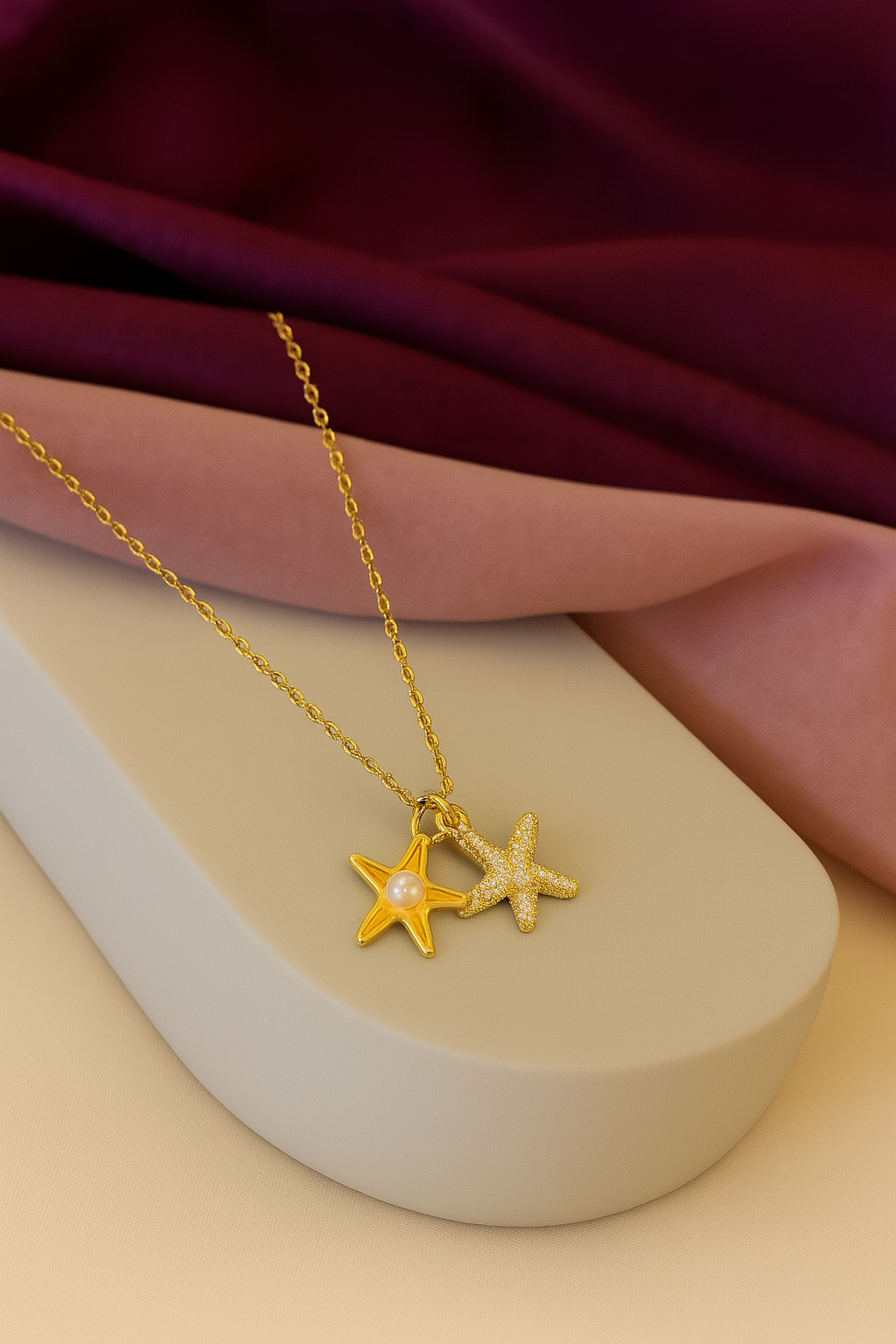 Collar estrellas de mar con perla #C101