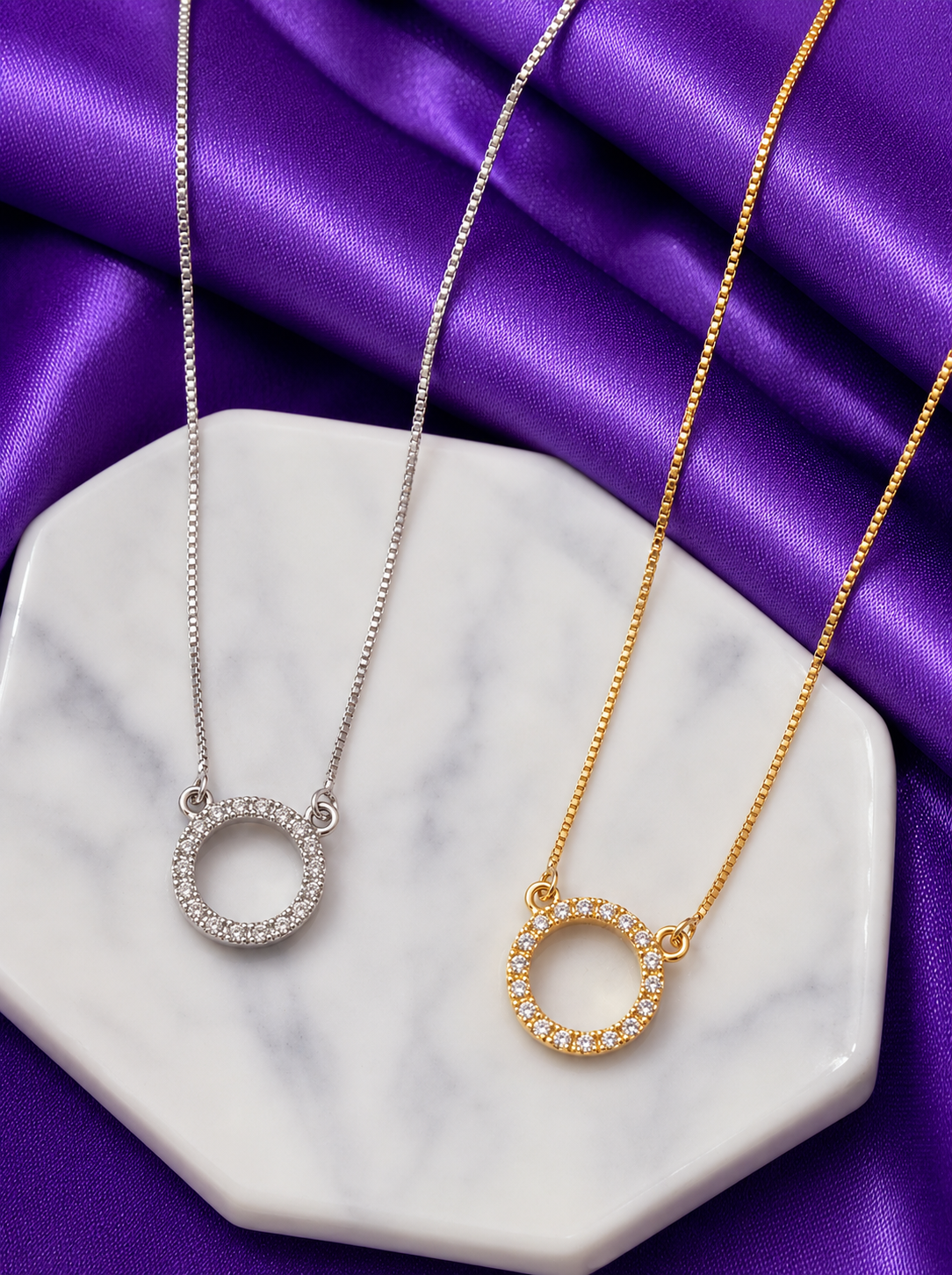 Collar circulo zirconia #H