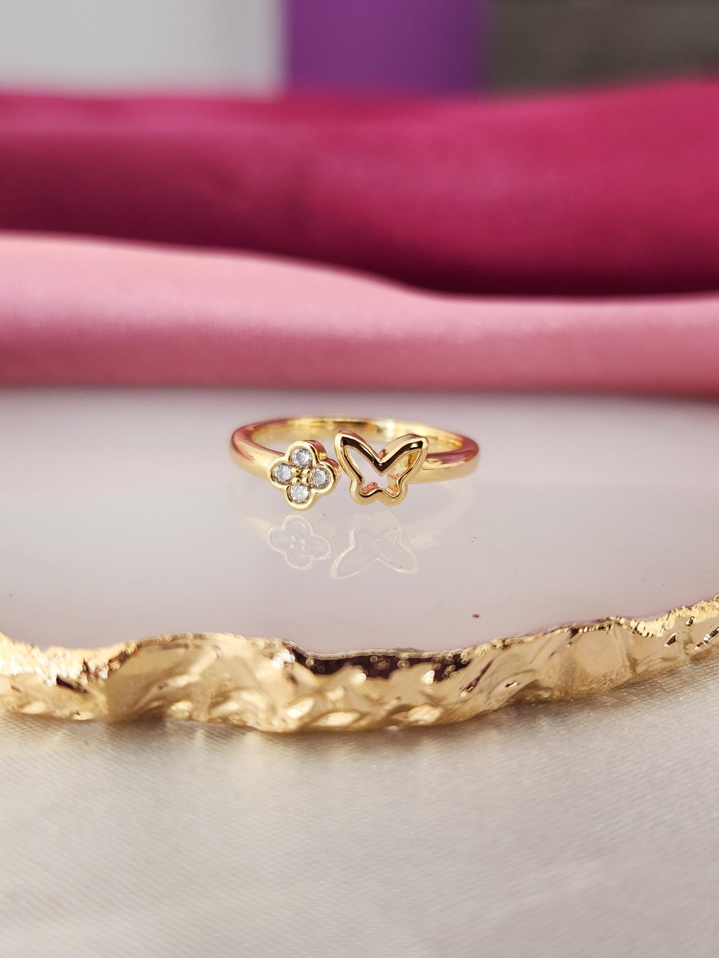 Anillo ajustable flor mariposa #190