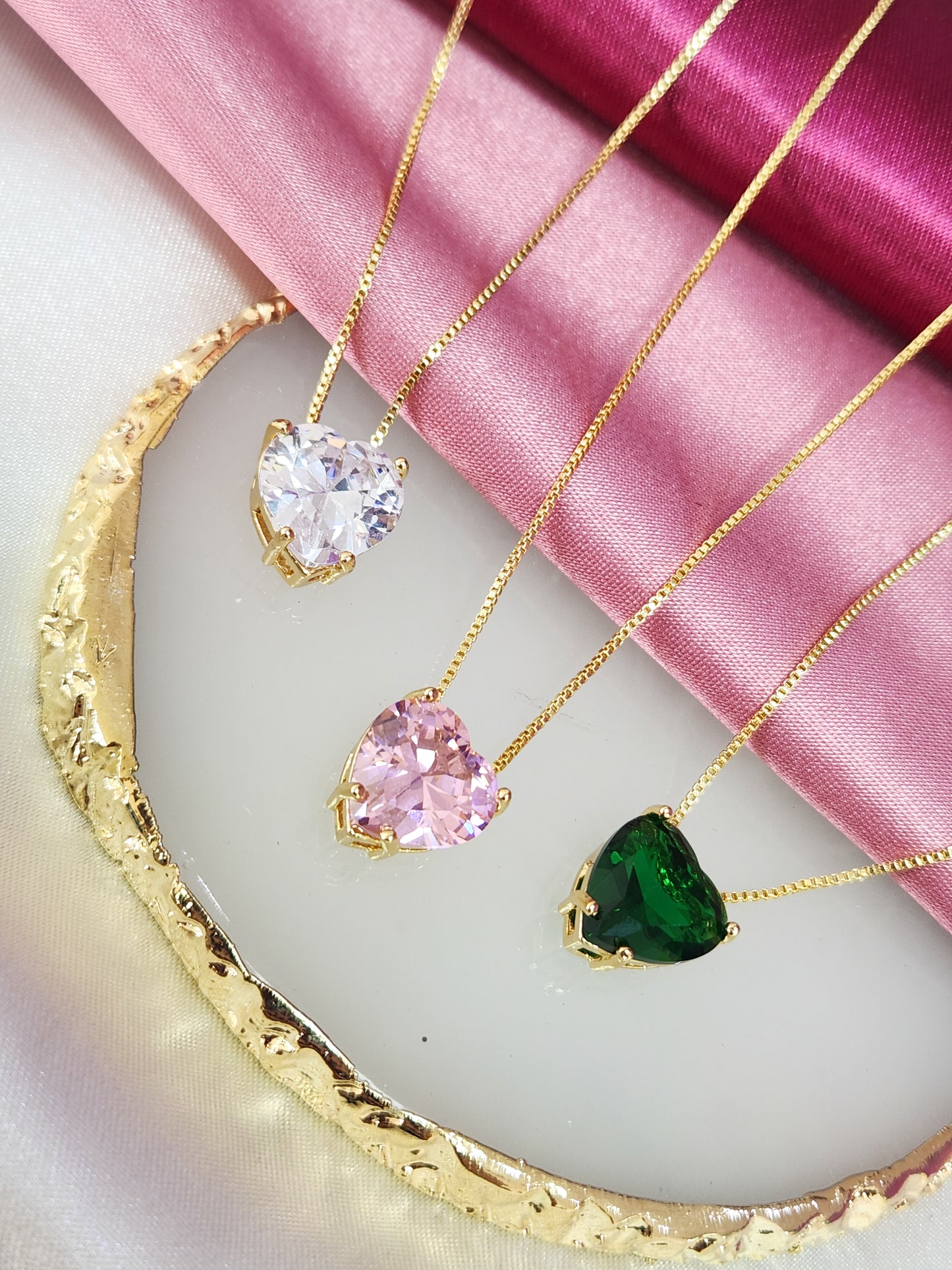 Collar corazon swarovski dorado #UU