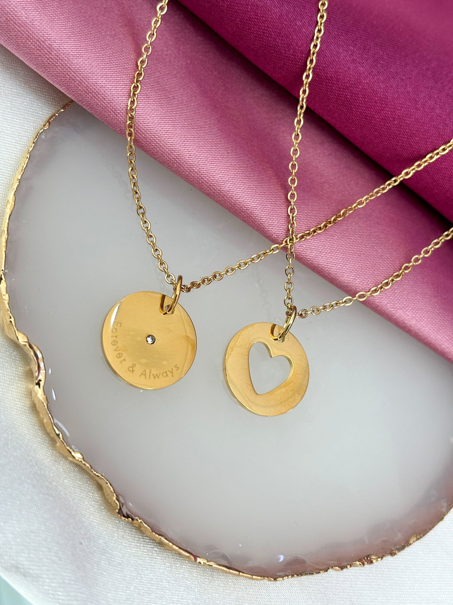 Collares forever always doble corazon hueco #48