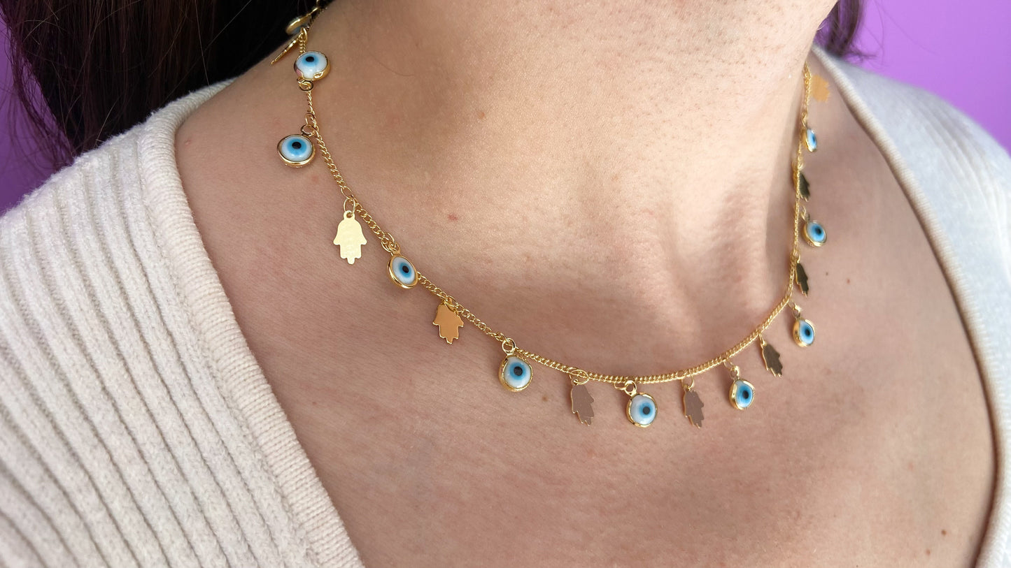 Choker ojos blancos mano Fatima #M2