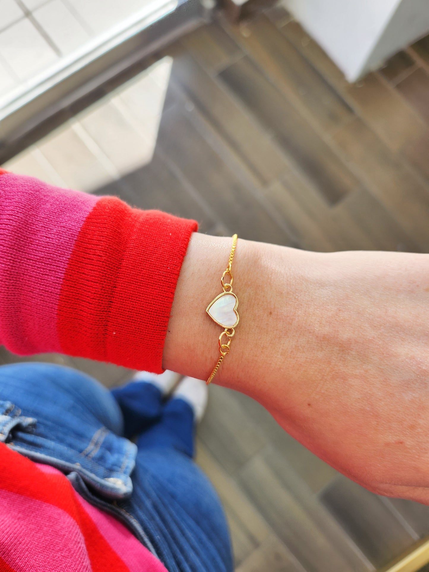 Pulsera corazon madre perla #ZZ